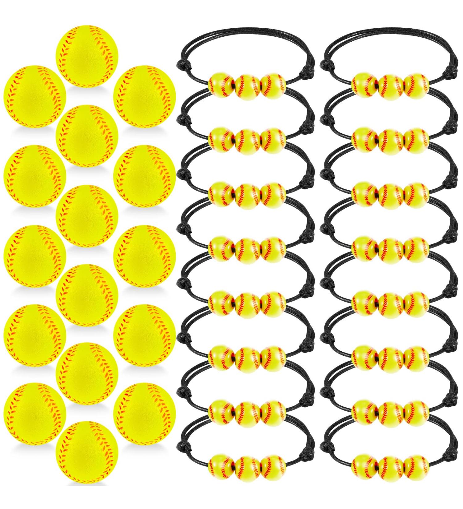 Softball Party Favors Set - 36 Pcs: Charm Bracelets, Stress Balls - Ideal Gift for Softball Enthusiasts - Buy Online on GoSupps.com