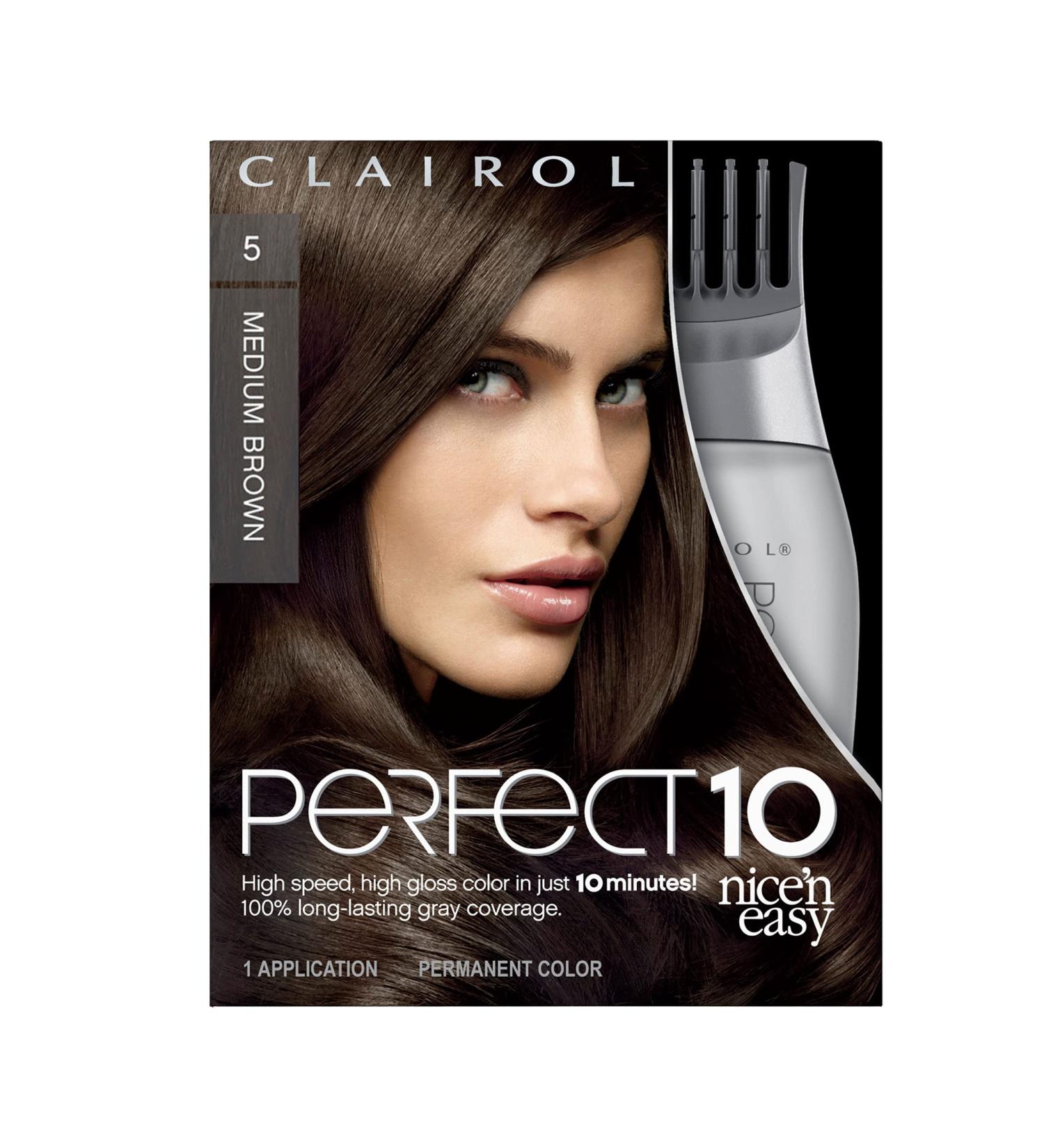 Clairol Nice'n Easy Perfect 10 Permanent Hair Dye in 5 Medium Brown - Pack of 1 - Buy Online on GoSupps.com