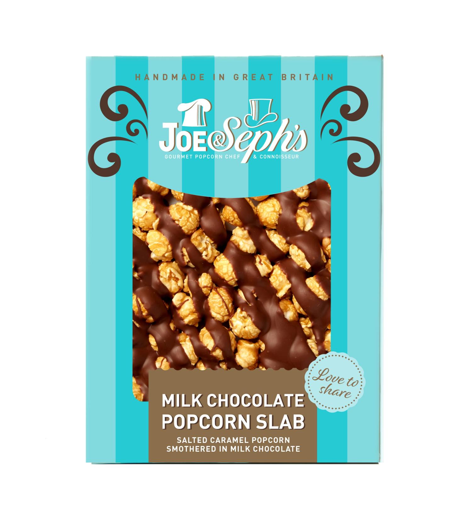 Joe & Seph's Milk Chocolate Popcorn Slab (115g) | Salted Caramel Gourmet Popcorn Covered in Belgian Milk and White Chocolate | Air-Popped Snack Gift for Men and Women - Buy Online on GoSupps.com