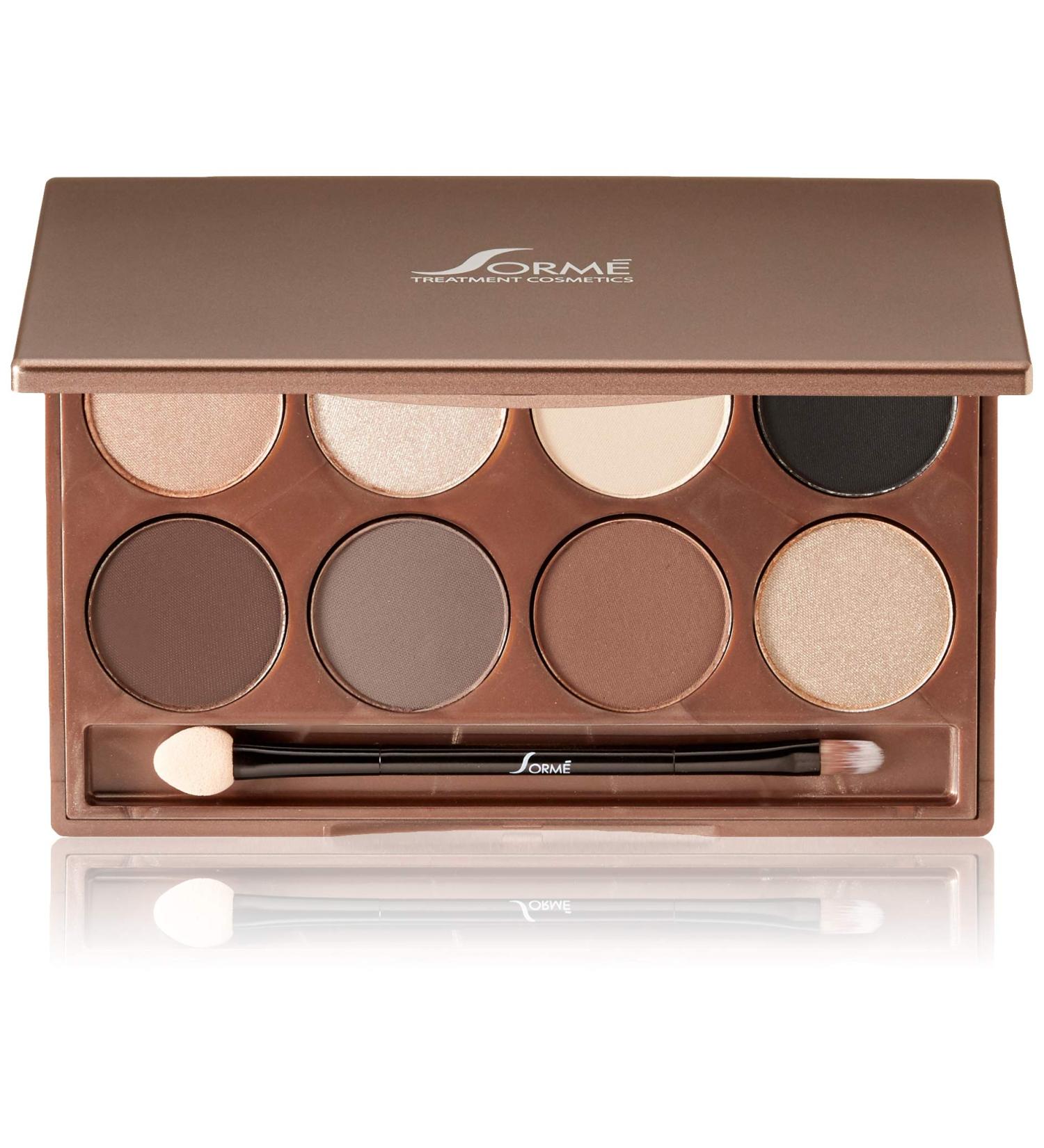 Sorme Cosmetics Accented Hues Warm Eyeshadow Palette (0.64oz) | 8 Metallic Shimmer & Matte Shades | Dual-Ended Brush | Blendable, Crease-proof - Buy Online on GoSupps.com