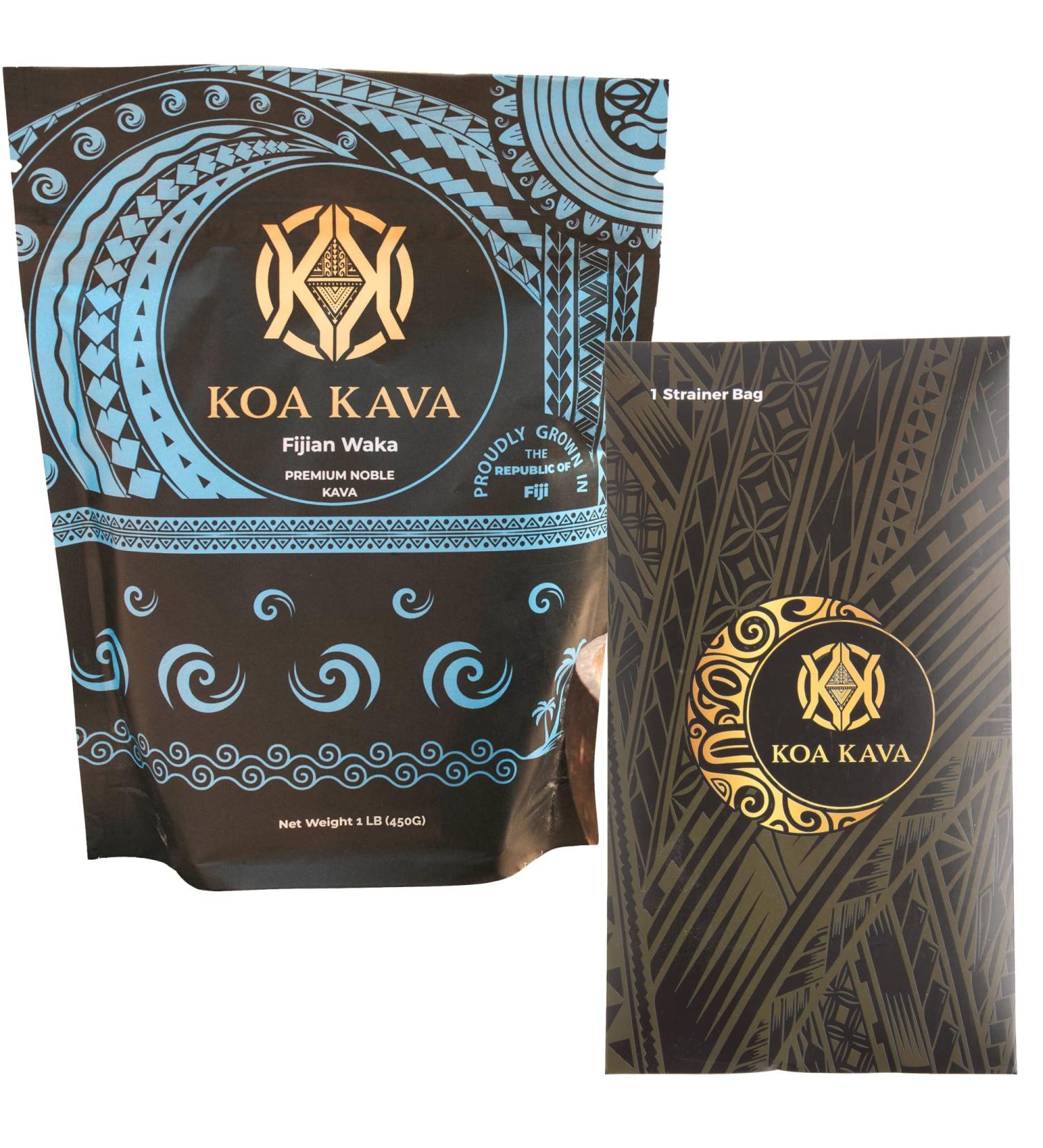 1 Pound Premium Fijian Waka Kava from Koa Kava with a Drawstring Kava Strainer to make Kava Tea - Buy Online on GoSupps.com