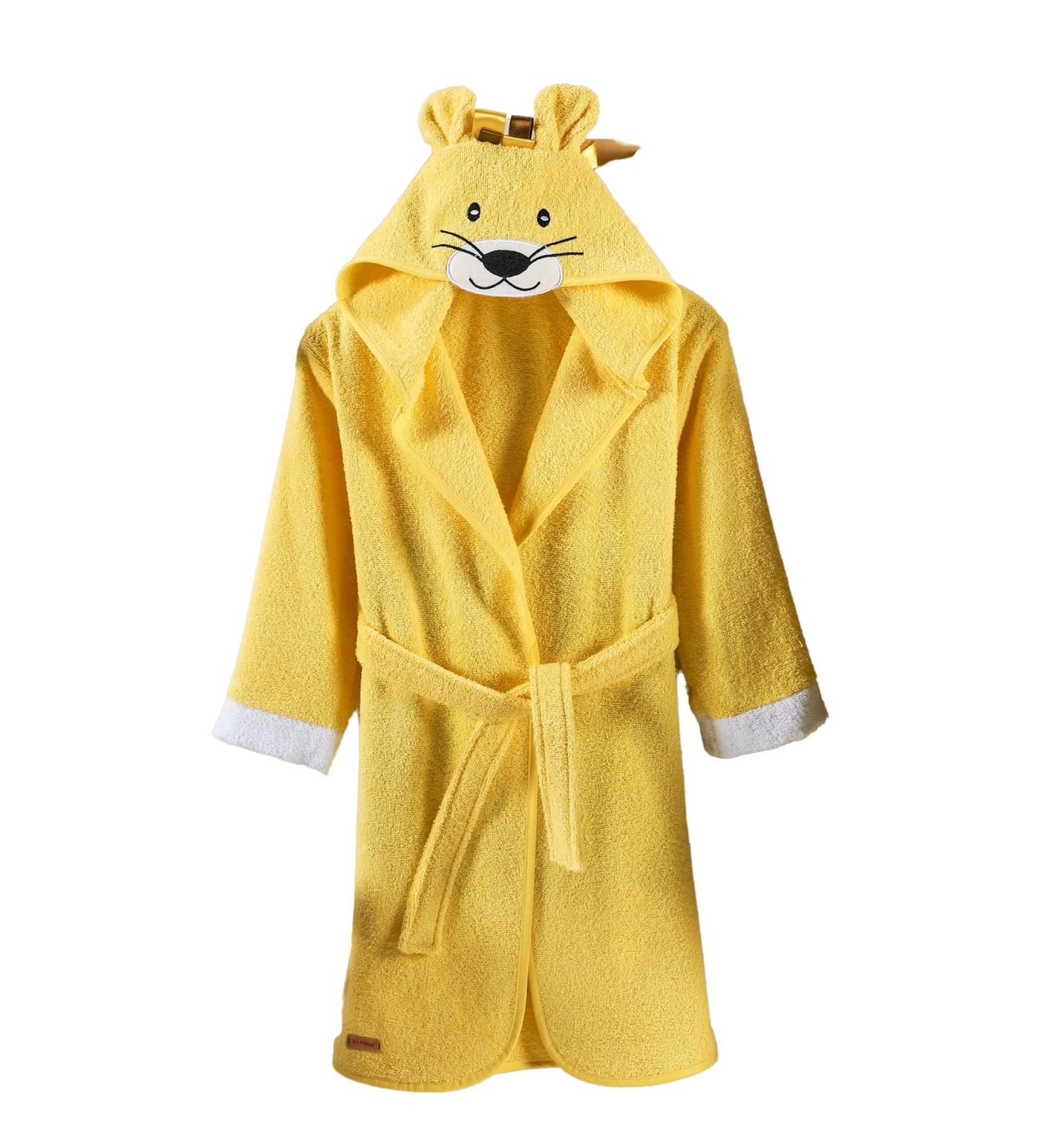 Ely Parker Kids Bathrobe - Super Soft Turkish Cotton Hooded Towel for Boys & Girls Lion Yellow Age 13-14 - Buy Online on GoSupps.com