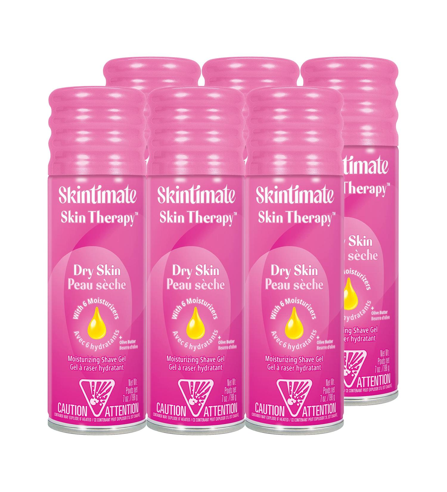 Skintimate Skin Therapy Moisturizing Shave Gel for Women - 7oz (Pack of 6) - Dry Skin Formula with Lanolin and Olive Butter - Buy Online on GoSupps.com