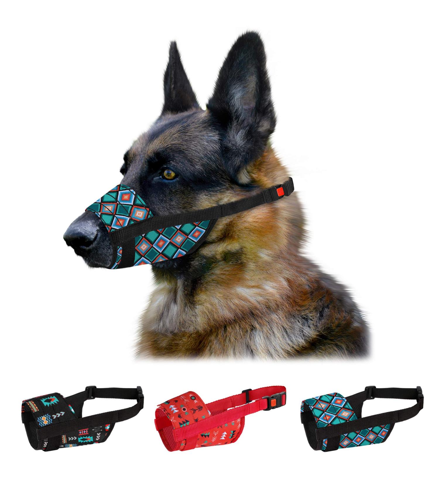Collardirect Adjustable Dog Muzzle - Soft Breathable Nylon for Small Medium & Large Dogs - Chewing Barking Biting - Tribal Pattern 3 - Buy Online on GoSupps.com