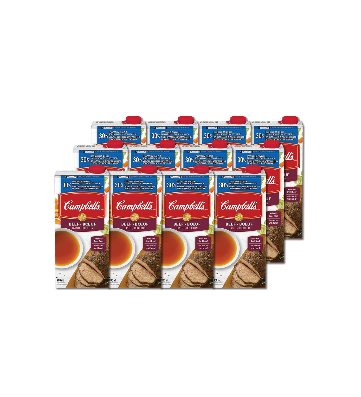 Campbell's 30% Less Sodium Beef Broth 900 mL - Buy Online on GoSupps.com