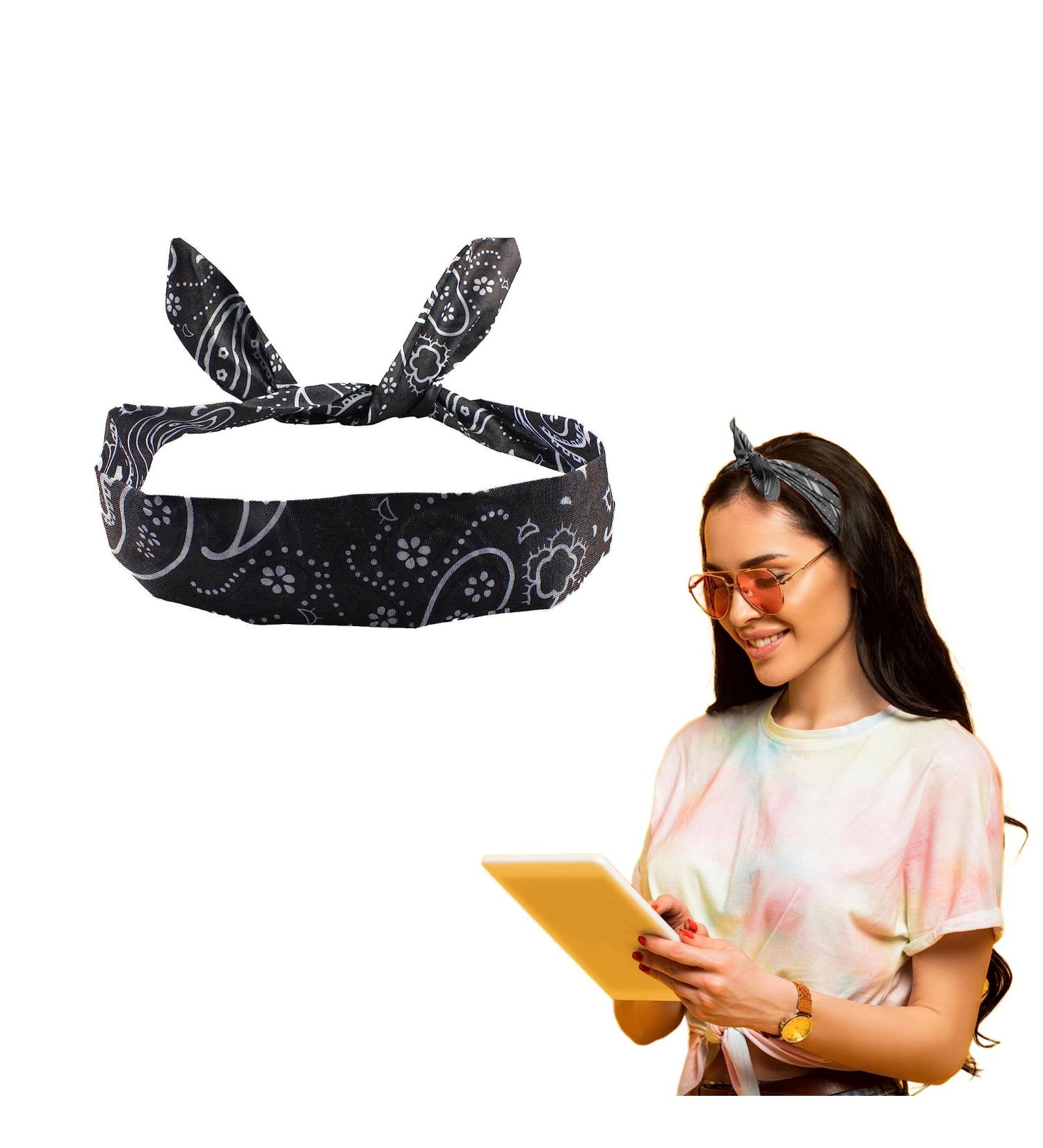 Lizzy Wired Hair Headband | Retro Rockabilly Adjustable Plain & Printed Wire Headbands Hair Accessory Head Wrap Vintage Various Colour & Designs