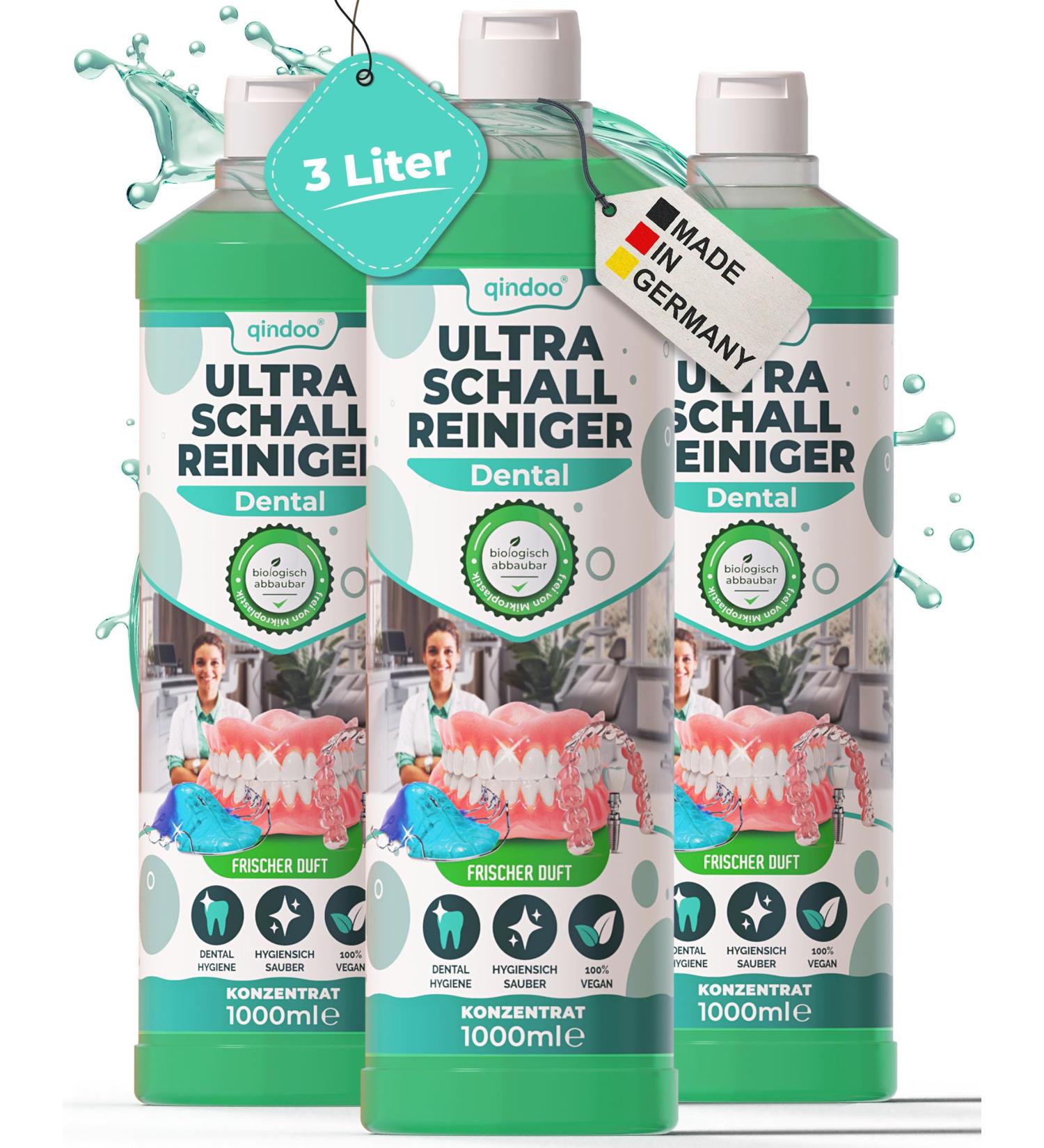 Qindoo 3L Dental Ultrasound Cleaner Concentrate | Best Ultrasonic Cleaner for Dentures & Tooth Rail Cleaning - Buy Online on GoSupps.com