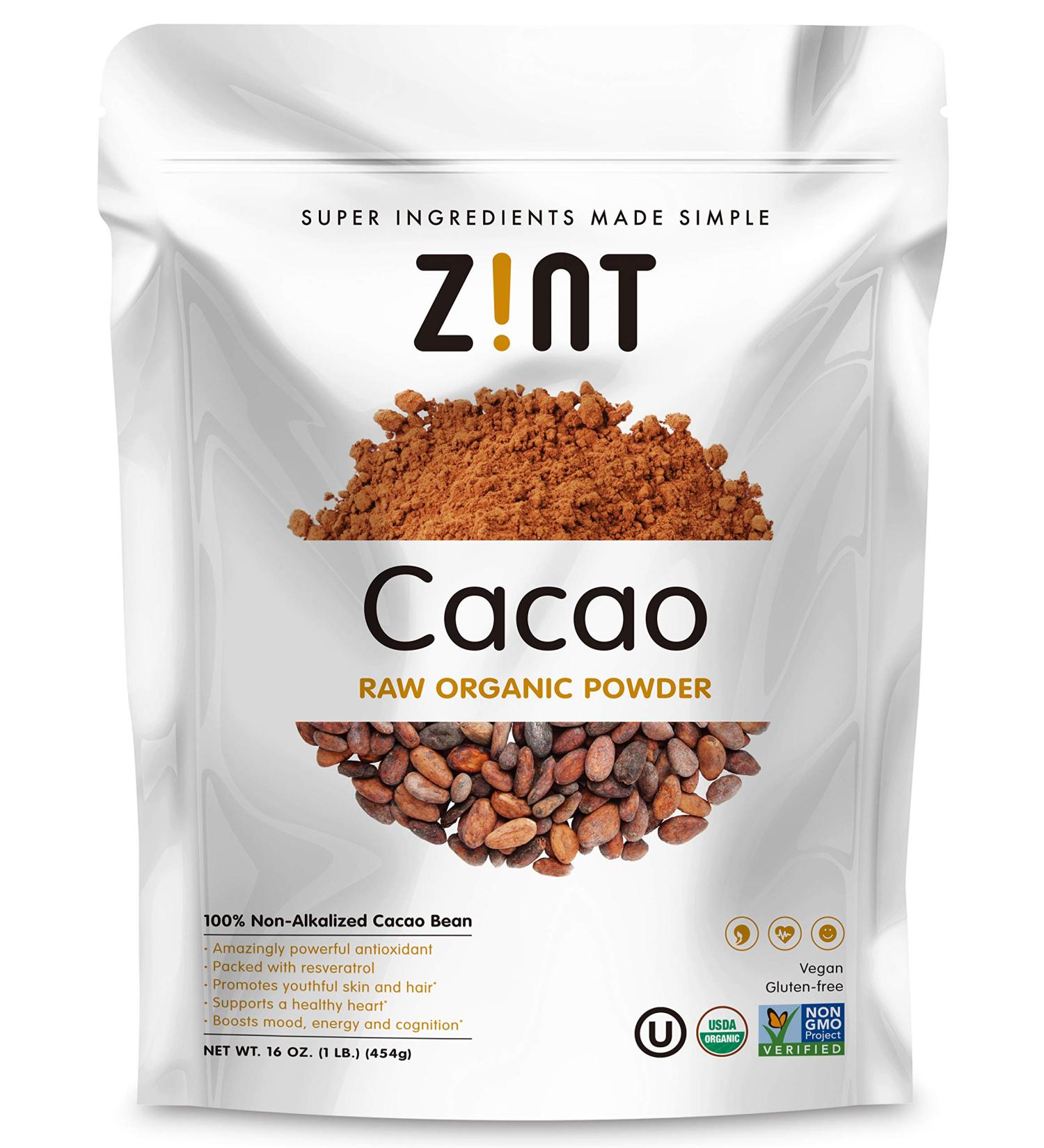 Zint Raw Organic Cacao Powder 16 oz - Pure Superfood for Baking & Smoothies - Buy Online on GoSupps.com