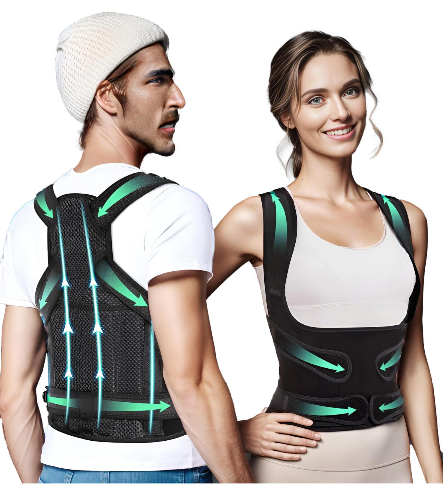 Adjustable Back Posture Corrector for Men & Women | Scoliosis Brace for Pain Relief | Improved Upper & Lower Back Support - Buy Online on GoSupps.com