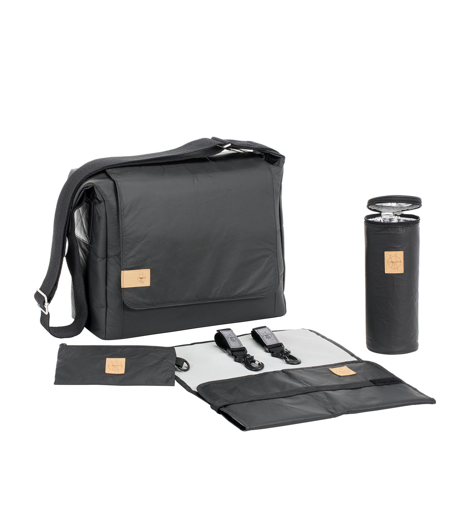 L SSIG Baby Diaper Bag - Stylish Sustainable Messenger Bag with Accessories | Black Tyvek Diaper Tote for International Shipping - Buy Online on GoSupps.com