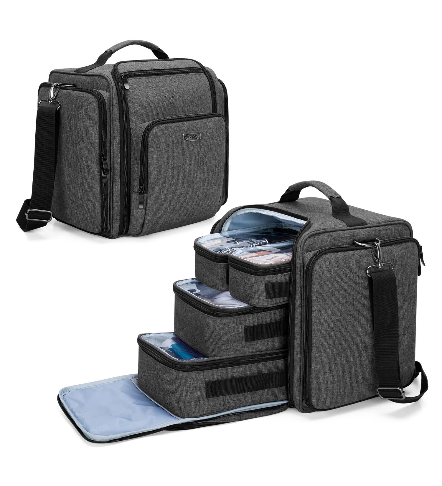 BAFASO Black Travel Makeup Bag - Cosmetic Organizer for Women Makeup Artists & Stylists - Ideal for Beauty Accessories - Buy Online on GoSupps.com