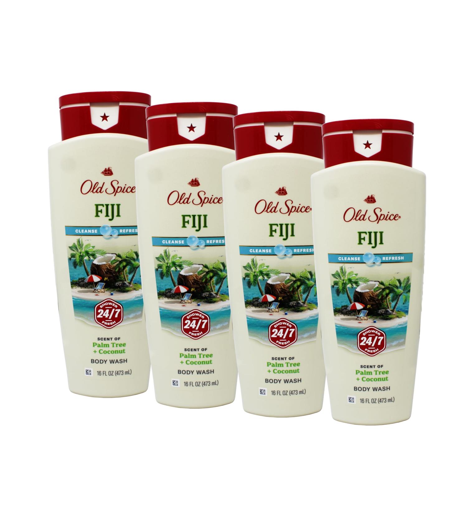Old Spice Body Wash - Fiji - With Palm Tree - Net Wt. 16 FL OZ (473 mL) Per Bottle - Pack of 4 Bottles - Buy Online on GoSupps.com
