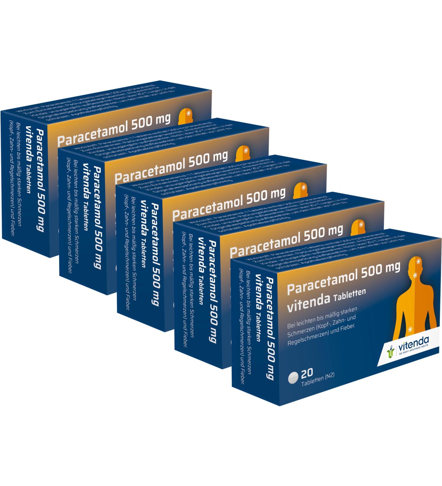 Vitenda Paracetamol 500 mg Tablets - Effective Pain Relief & Fever Reduction | 5x20 Pieces - Buy Internationally - Buy Online on GoSupps.com