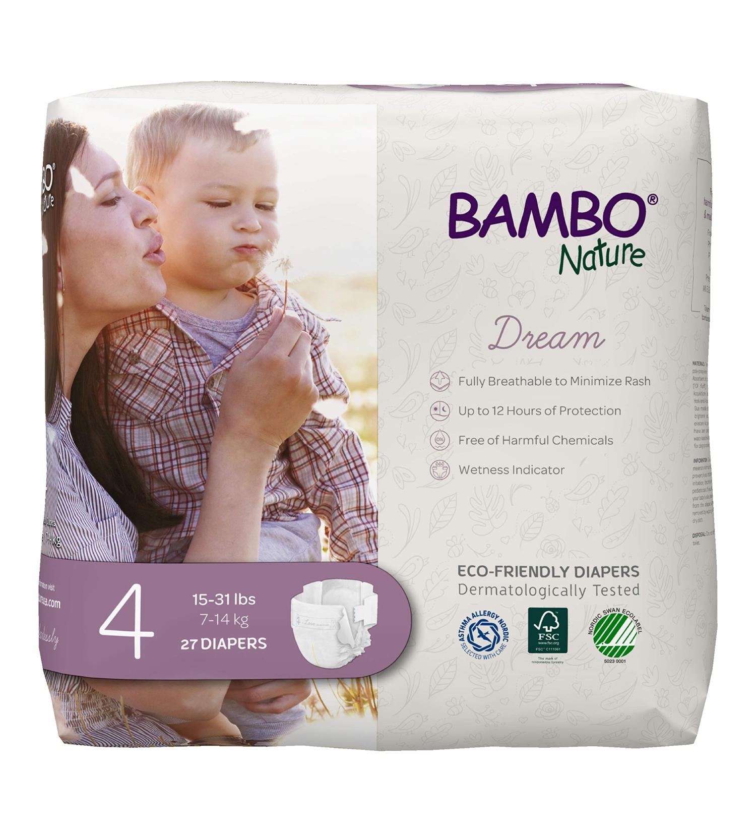 Bambo Nature Premium Eco-Friendly Baby Diapers (SIZES 1 TO 6 AVAILABLE)  Size 4  27 Count- Pack of 6 Size 4 (162 Count) 162 - Buy Online on GoSupps.com