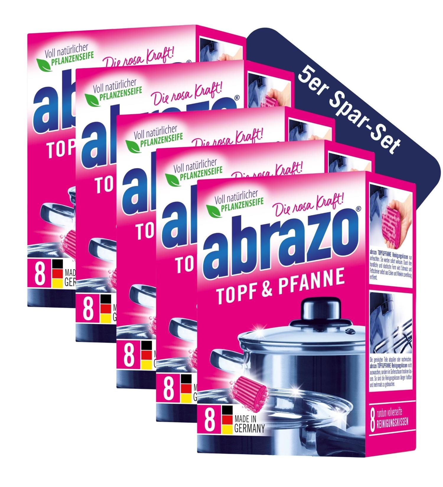 Abrazo Pot & Pan Cleaning Pillow | 5 Packs of 8 Vegan Plant Soap Kitchen Sponges for Pots & Kitchen Care - Buy Online on GoSupps.com