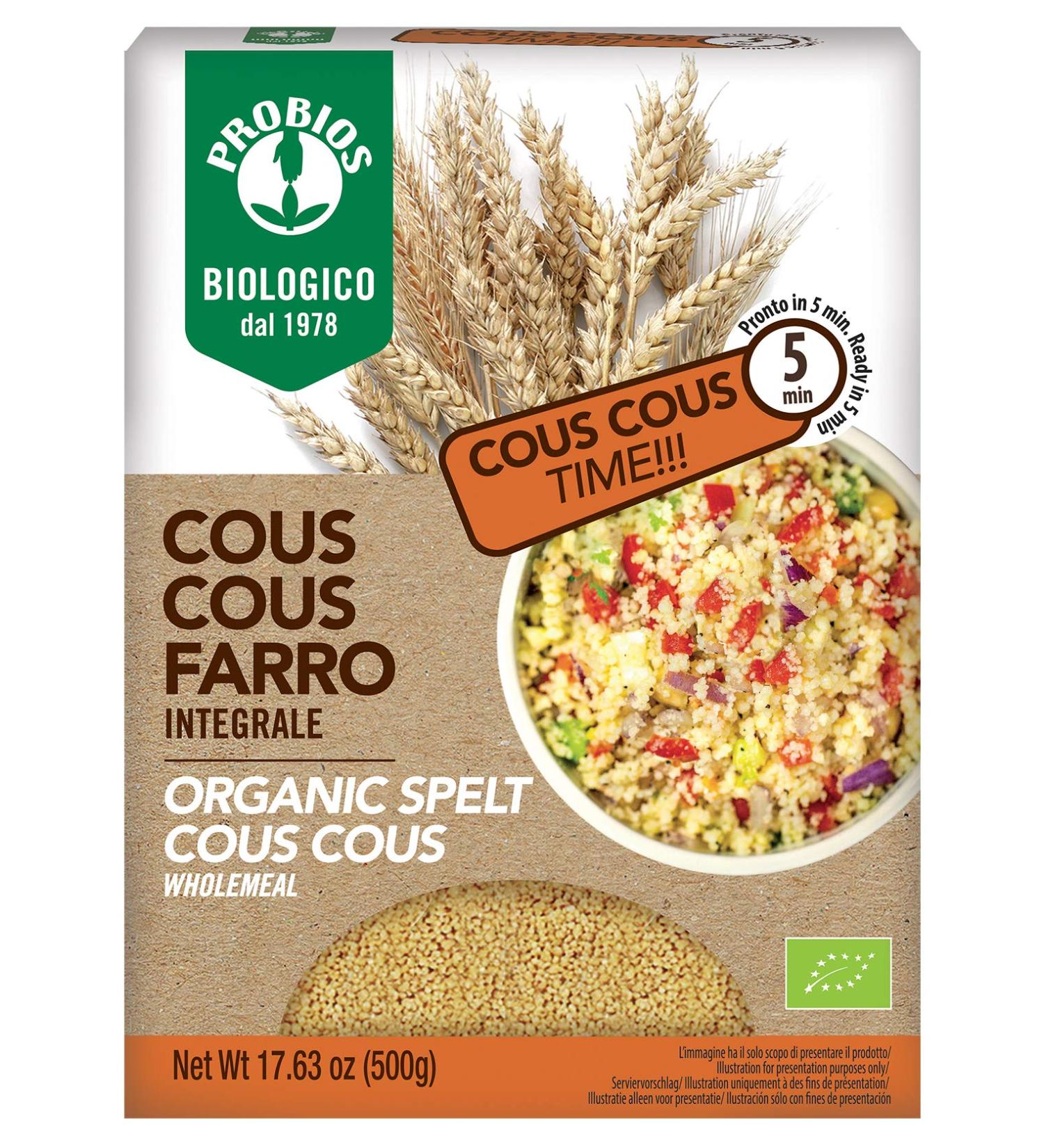  Probios Probios - Complete Spelt Couscous Integral Neck Nuts - Pack of 12 x 500 g - Buy Online on GoSupps.com