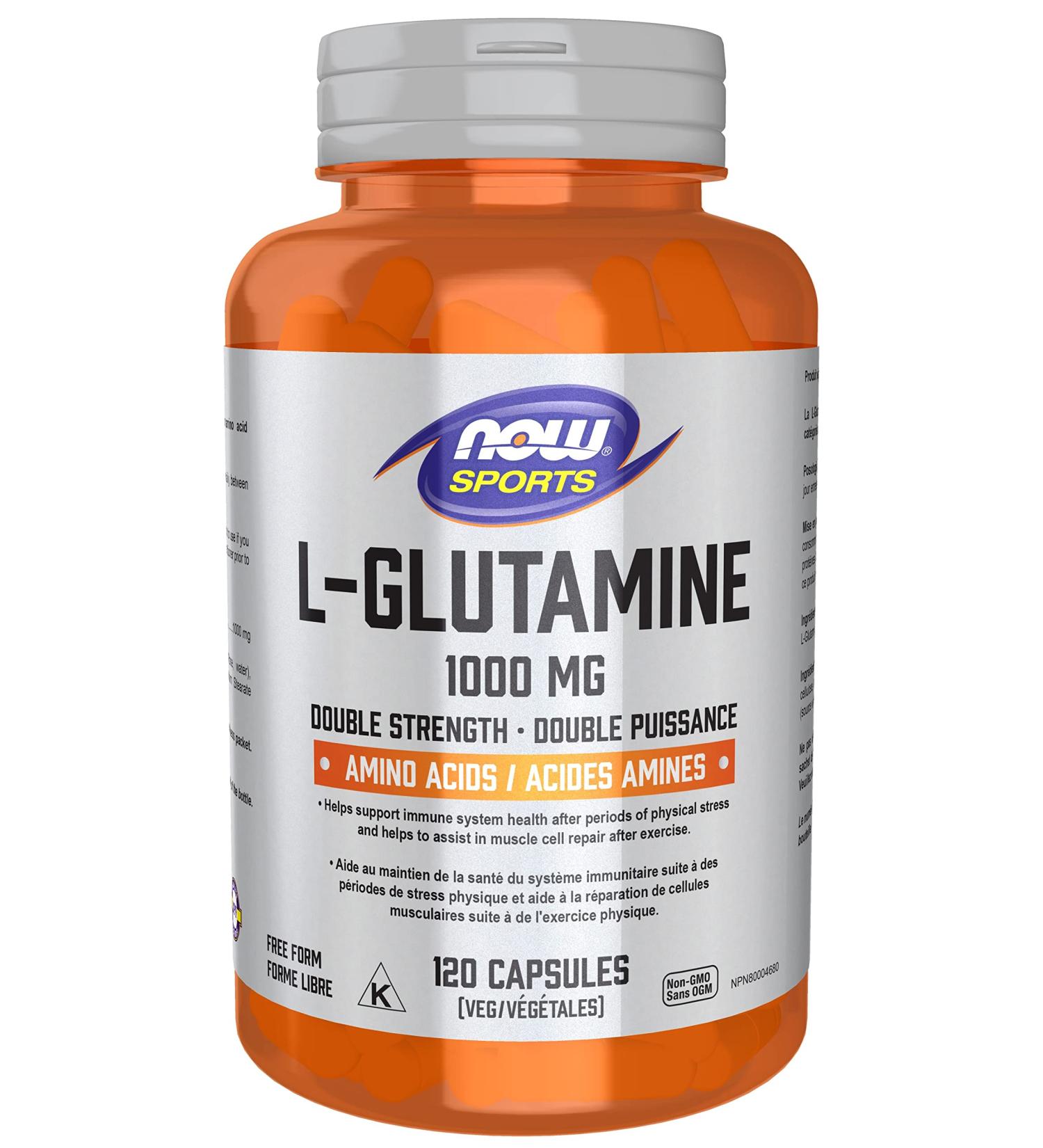 NOW Sports Nutrition L-Glutamine Double Strength 1 000 mg Amino Acid 120 Veg Capsules - Buy Online on GoSupps.com