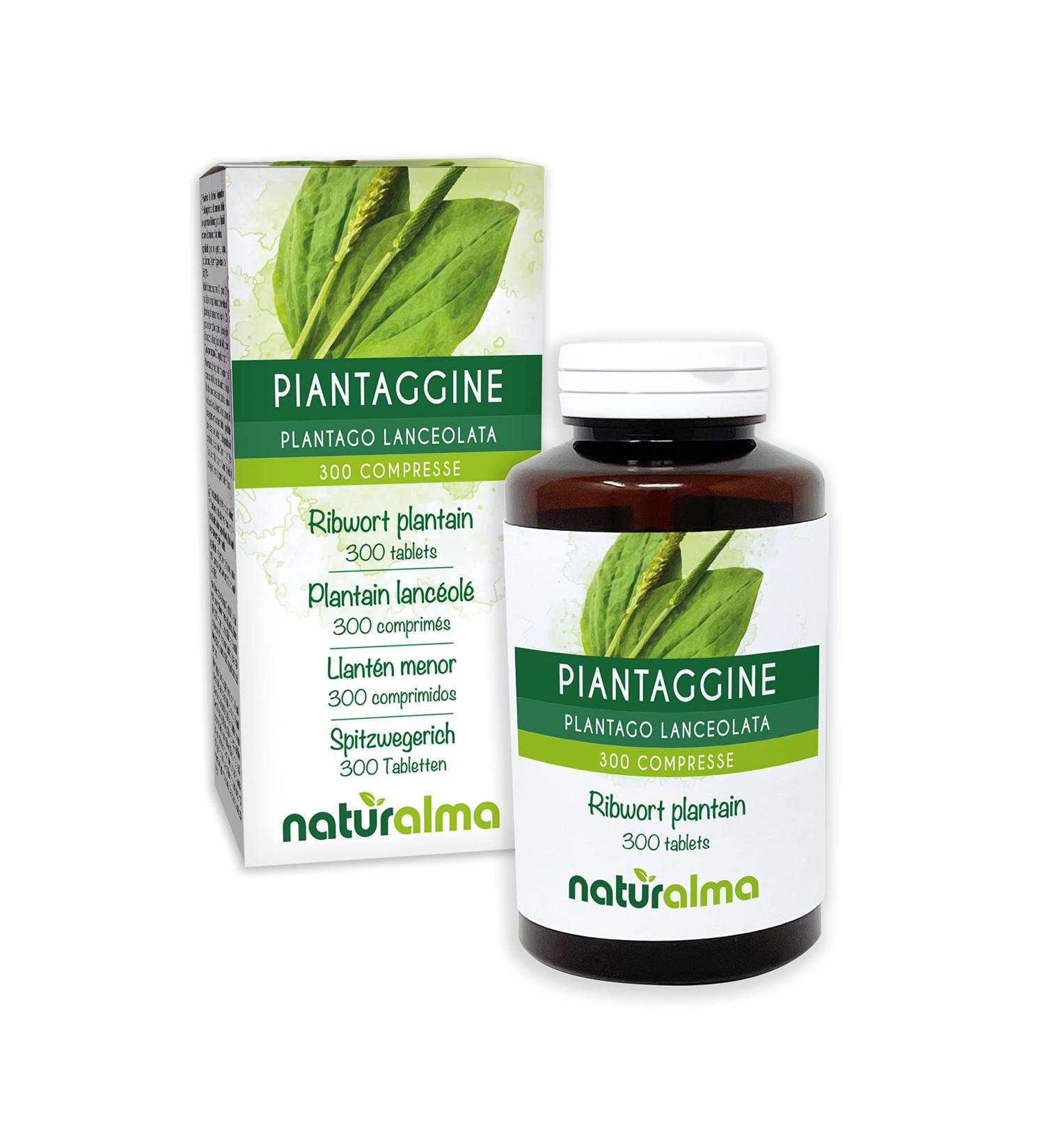 Plantain lanceolate (Plantago lanceolata) leaves Naturalma - 150 g - 300 tablets - dietary supplement - natural and vegan - Buy Online on GoSupps.com