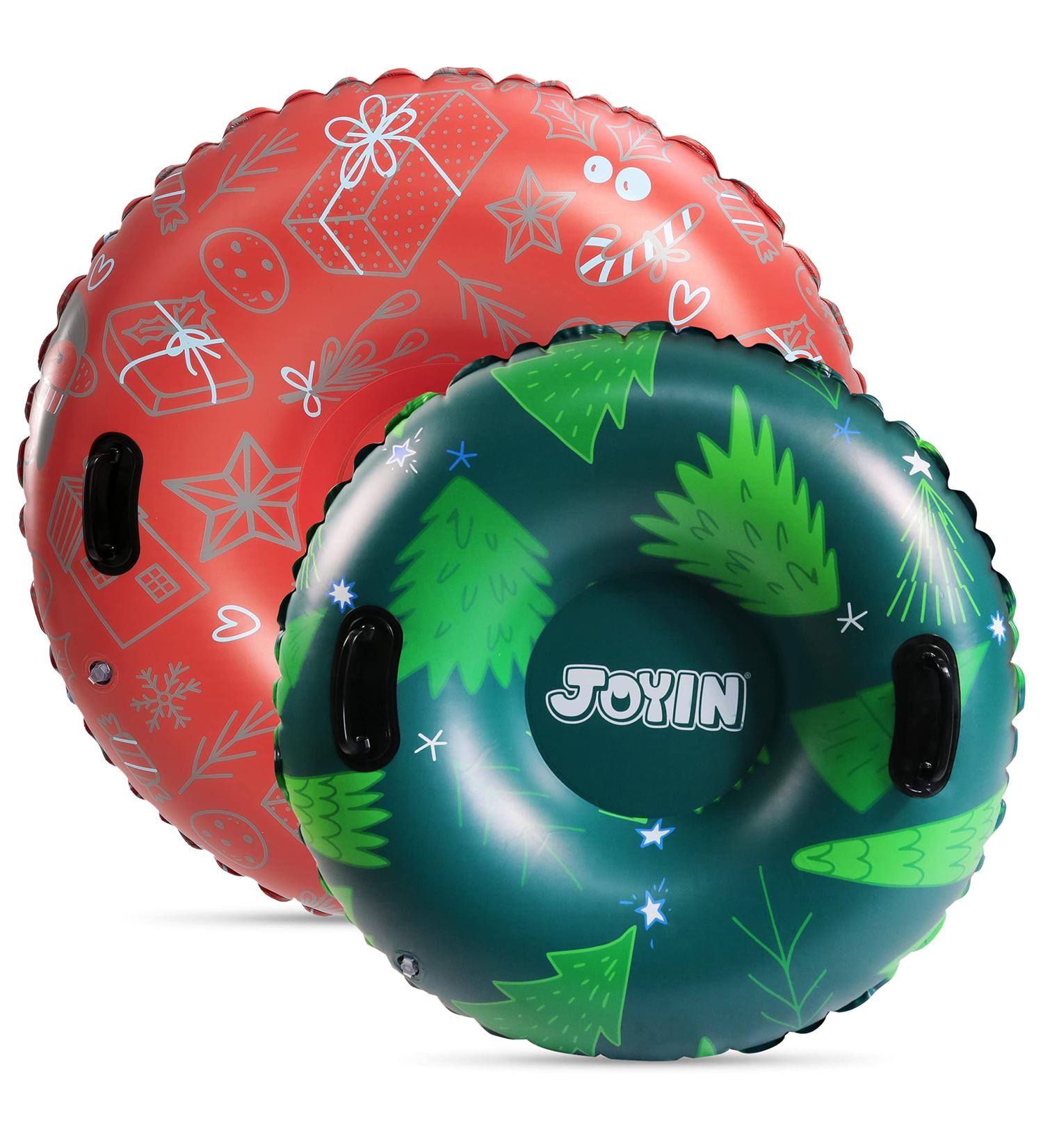 JOYIN Inflatable Snow Tubes 47 & 37 (2 Packs) - Heavy-Duty Sledding Tubes for Kids and Adults - Winter Fun for the Family - Tree Red & Green - Buy Online on GoSupps.com