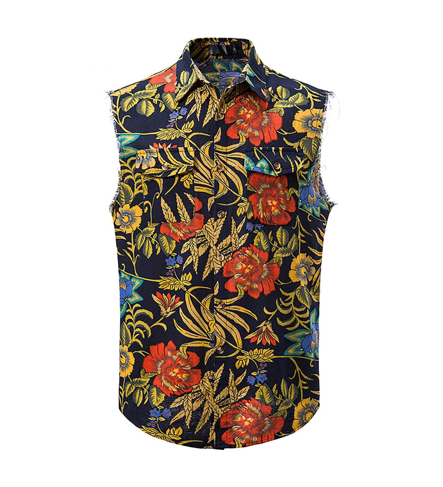 CupoJito Men's Paisley Print Hippie Beach Tank Top - Sleeveless Casual Shirt for Men - Buy Online on GoSupps.com