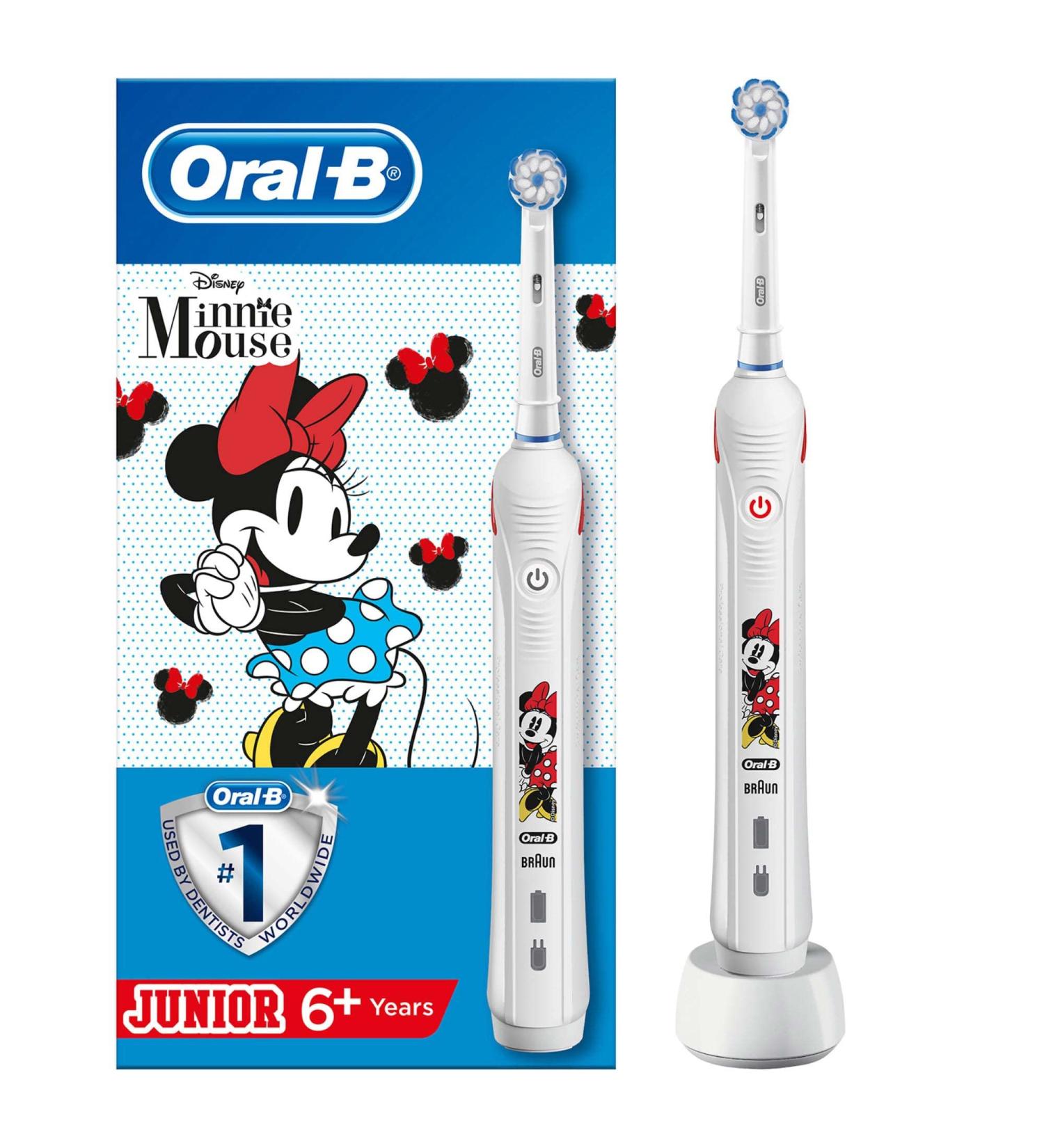 Oral-B Junior Electric Toothbrush for Kids | Minnie Mouse Design 2 Modes & Pressure Control | Ideal Dental Care for 6+ Years - Buy Online on GoSupps.com