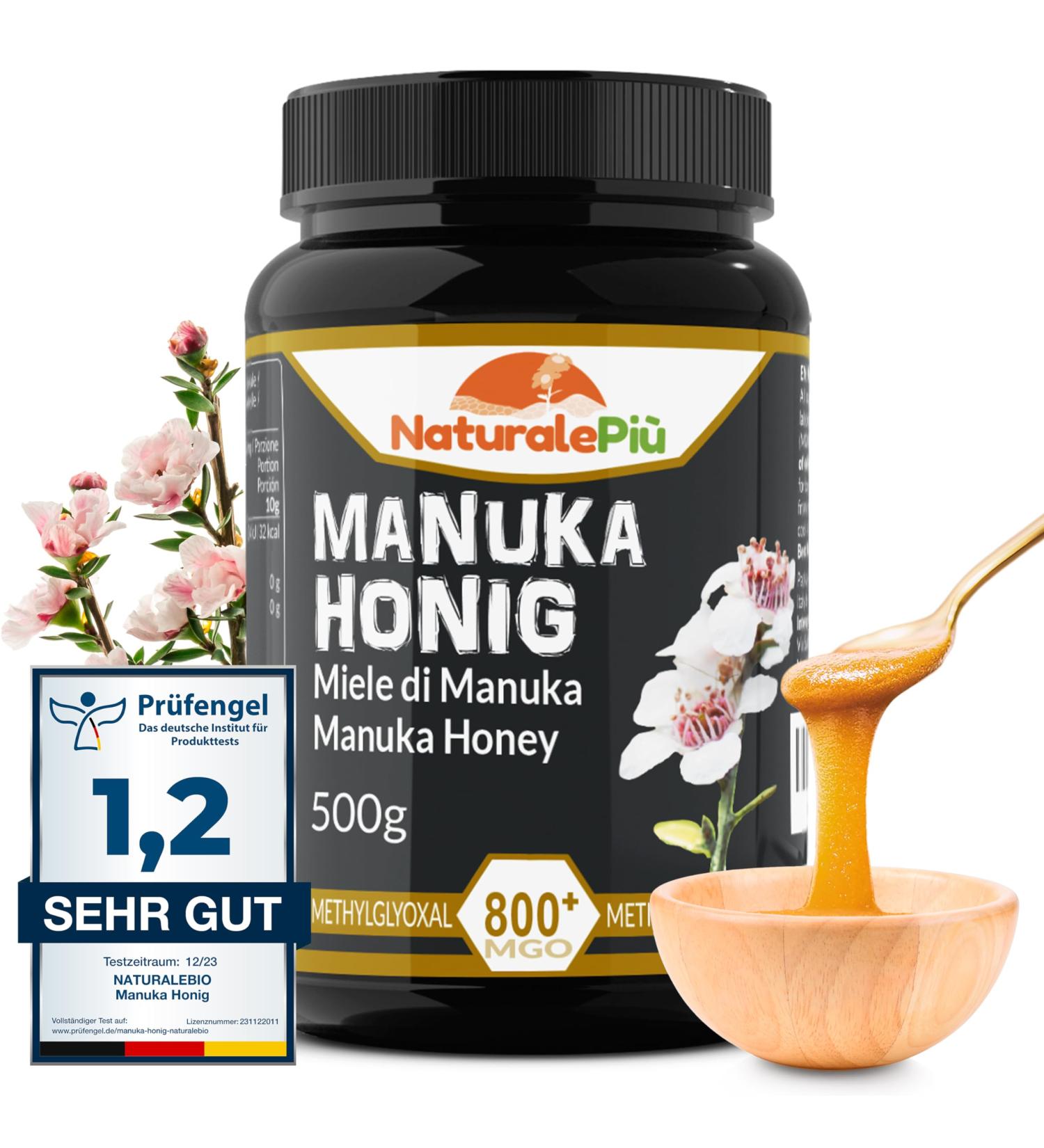 Buy Manuka Honey 800+ MGO 500g - Premium Quality New Zealand Honey | NaturalPi - Lab Tested Methylglyoxal - Buy Online on GoSupps.com