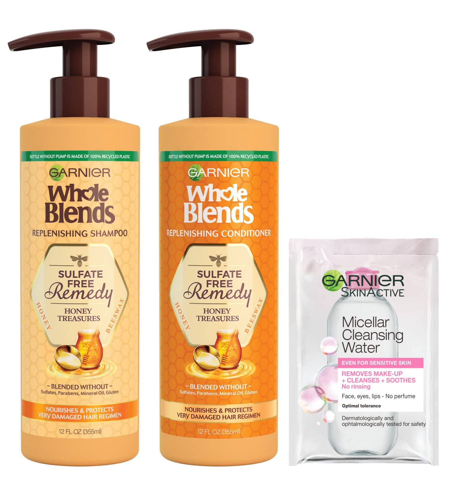 Garnier Whole Blends Honey Treasures Sulfate-Free Shampoo & Conditioner Set - 12 Fl Oz Kit for Very Damaged Hair - Buy Online on GoSupps.com