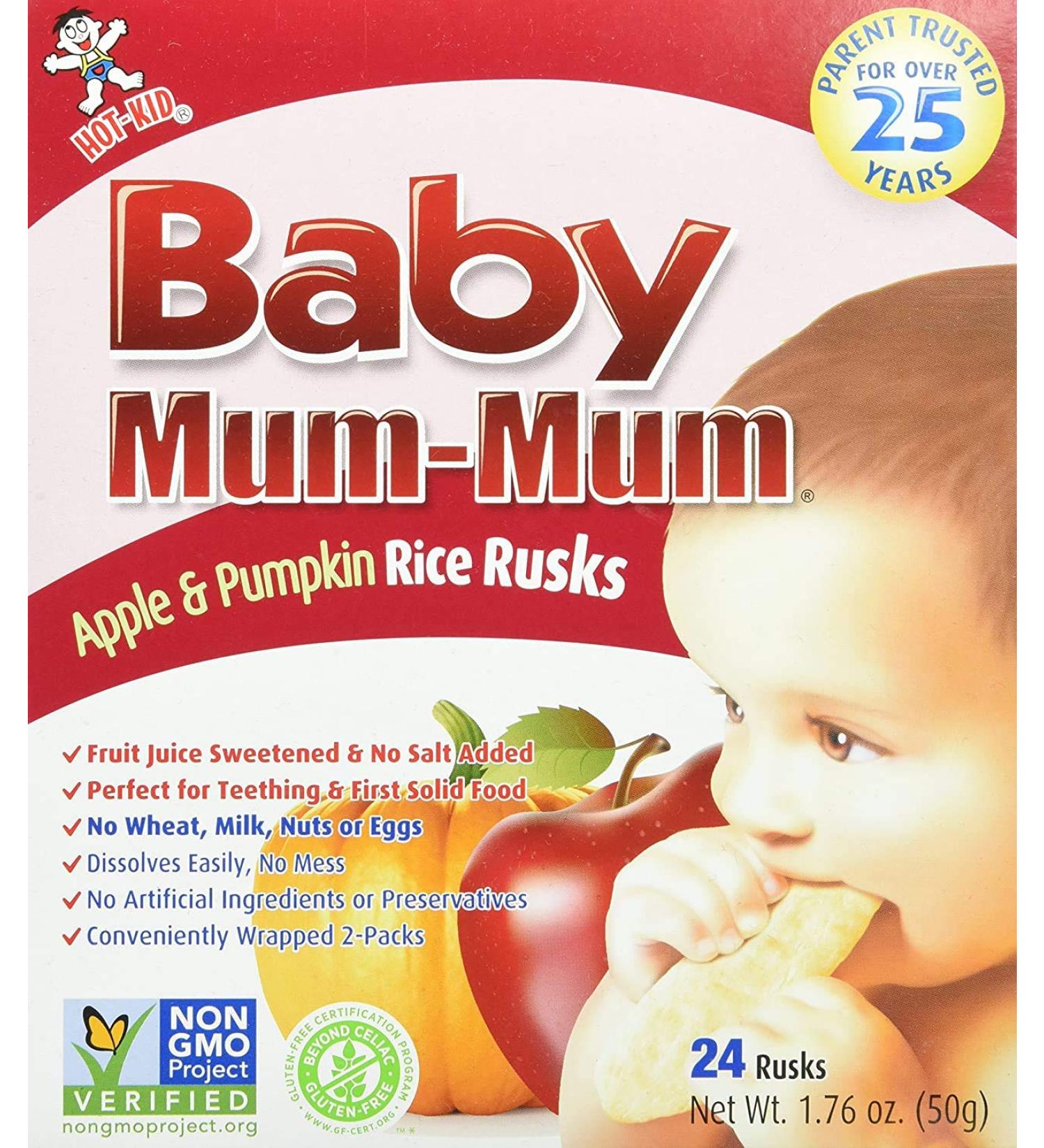 Hot Kid Baby Mum-Mum Apple & Pumpkin Rice Rusks 24 Rusks 1.76 oz (50 g)
