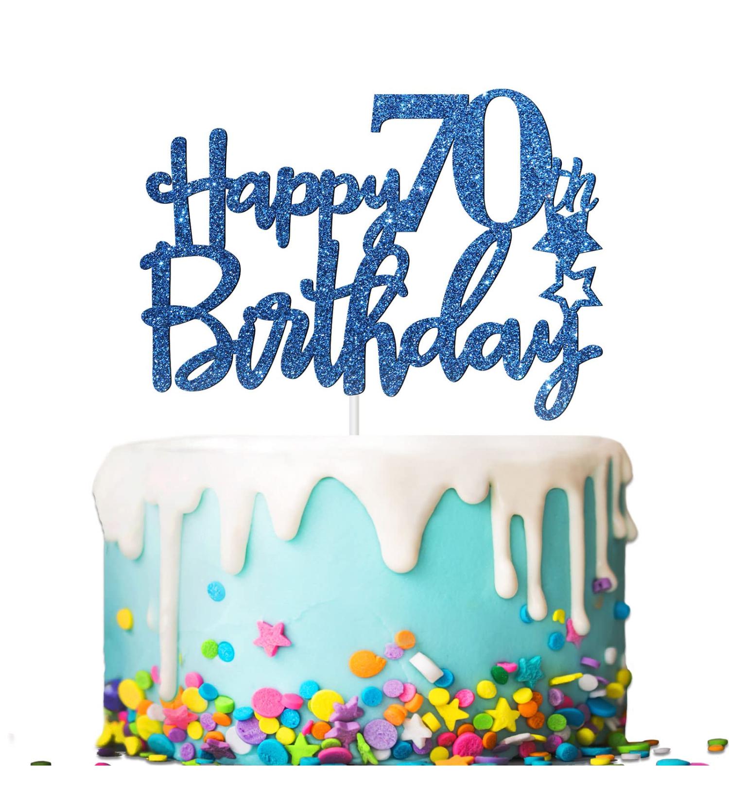 Tenhaisi Glittery Navy Blue Happy 70th Birthday Cake Topper Cheers to 70 Anniversary Birthday Party Decoration - 70 & Fabulous Cake Topper for Men Women Stepping Into 70 Party Decoration - Buy Online on GoSupps.com