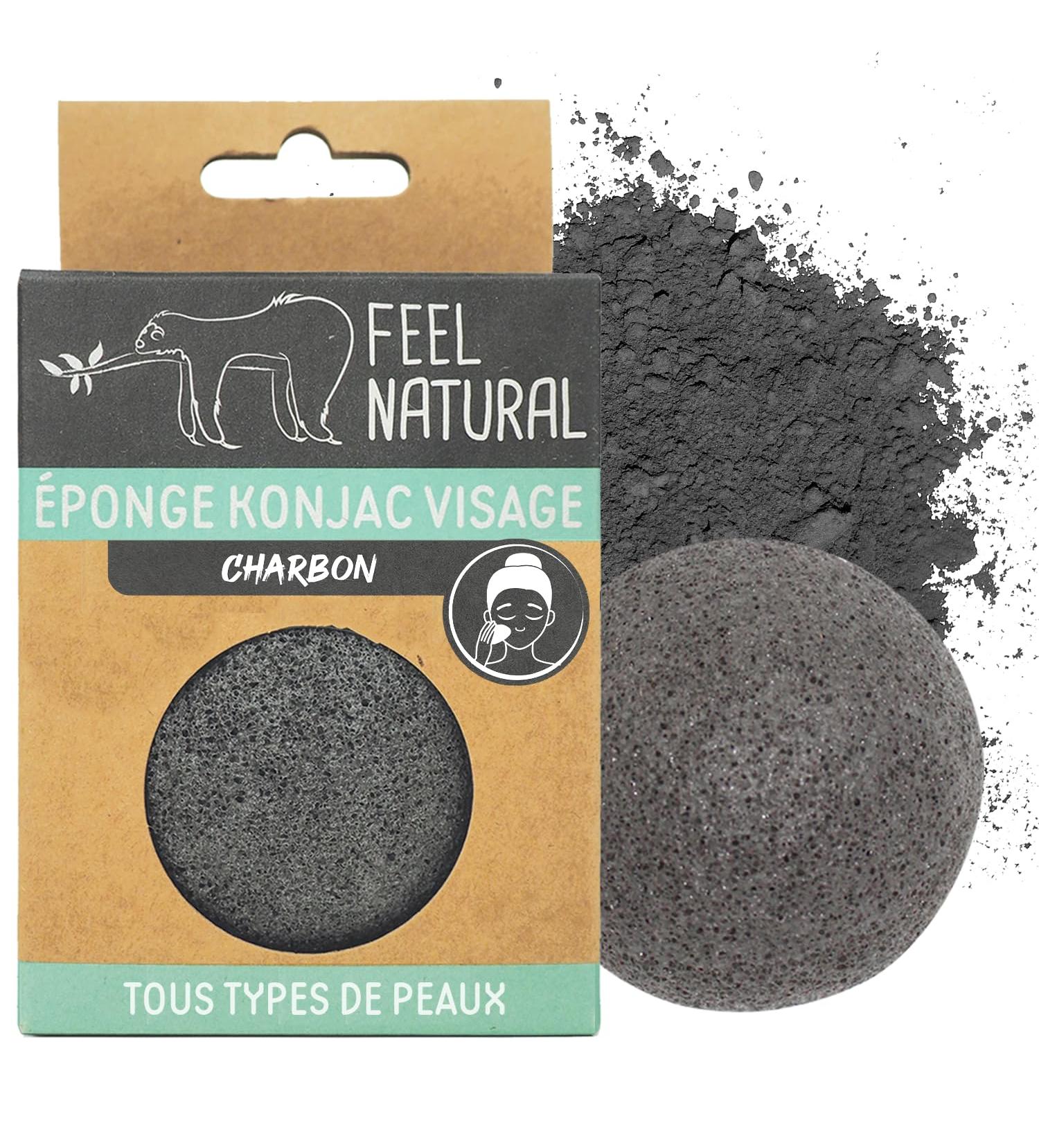 Konjac Face Sponge with Activated Charcoal Natural Exfoliation & Deep Cleansing | International Shipping Available - Buy Online on GoSupps.com