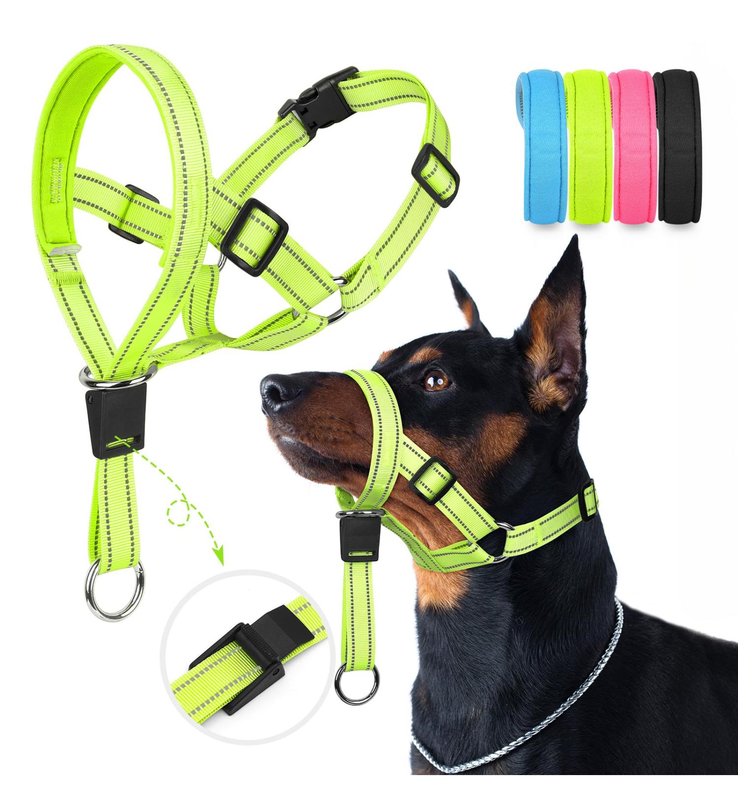 Buy Weesiber Soft Dog Handlebars - Adjustable Padded Halter with Reflective Stripes for Training & Walking | Large Green - No Pulling Comfortable Design - Buy Online on GoSupps.com