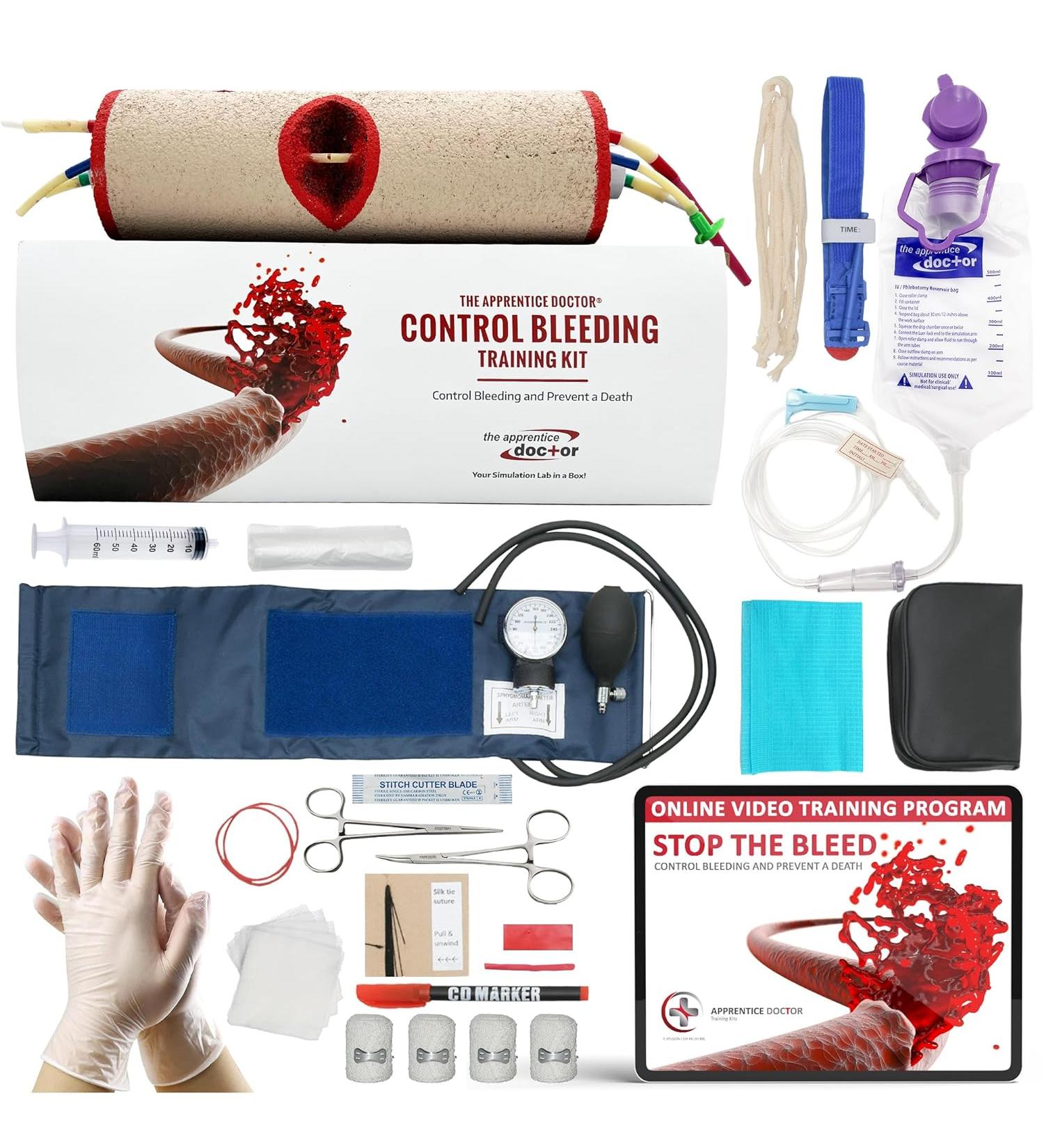 Stop The Bleed Kit with Online Training Course | Learn How to Stop Bleeding | Simulation Arm with Realistic Veins and Arteries - 20 Items - Buy Online on GoSupps.com