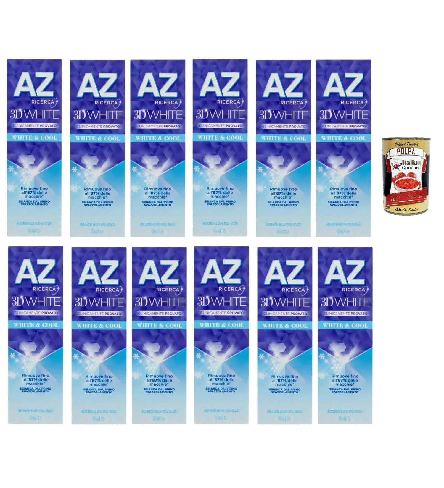 Dentifricio AZ White & Cool Toothpaste - Whitening Effect 12x 65ml + Italian Gourmet Polpa 400g | International Shipping - Buy Online on GoSupps.com