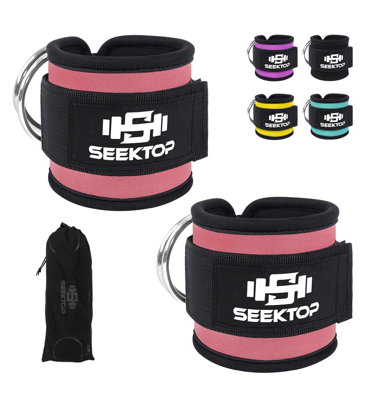 Seektop Padded Ankle Strap for Cable Machine - Pink Pair for Glutes Workout & Lower Body Exercises - Adjustable Ankle Cuffs for Women & Men - Buy Online on GoSupps.com