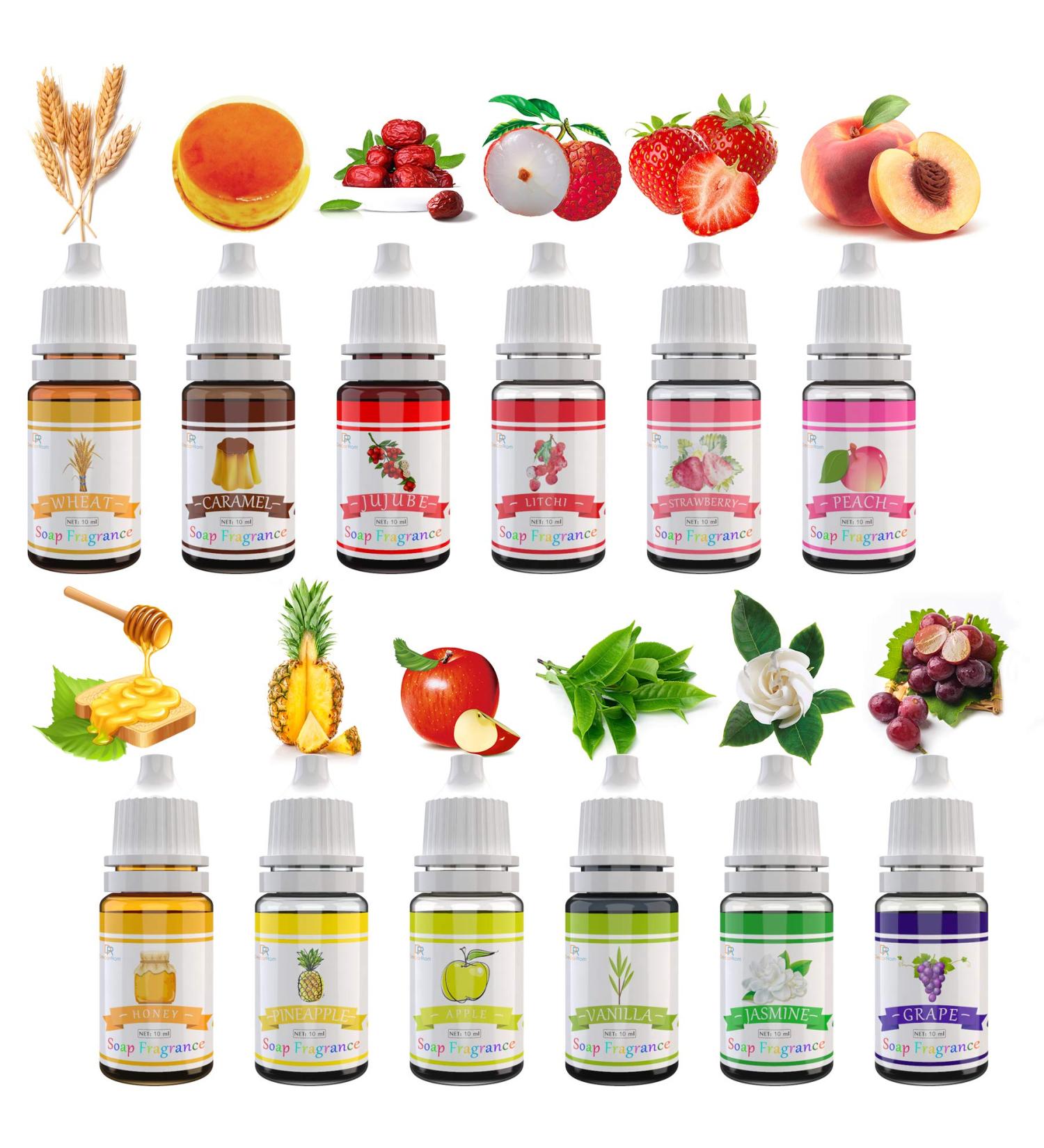 DecorRom Soap Fragrance Oil - 12 Liquid Soap Scents Set for Bath Bomb Making Soap Making Supplies - Concentrated Food Grade Soap Flavour Bath Bomb Scents for Cosmetic Crafts - 10ml/0.35oz Each - Buy Online on GoSupps.com