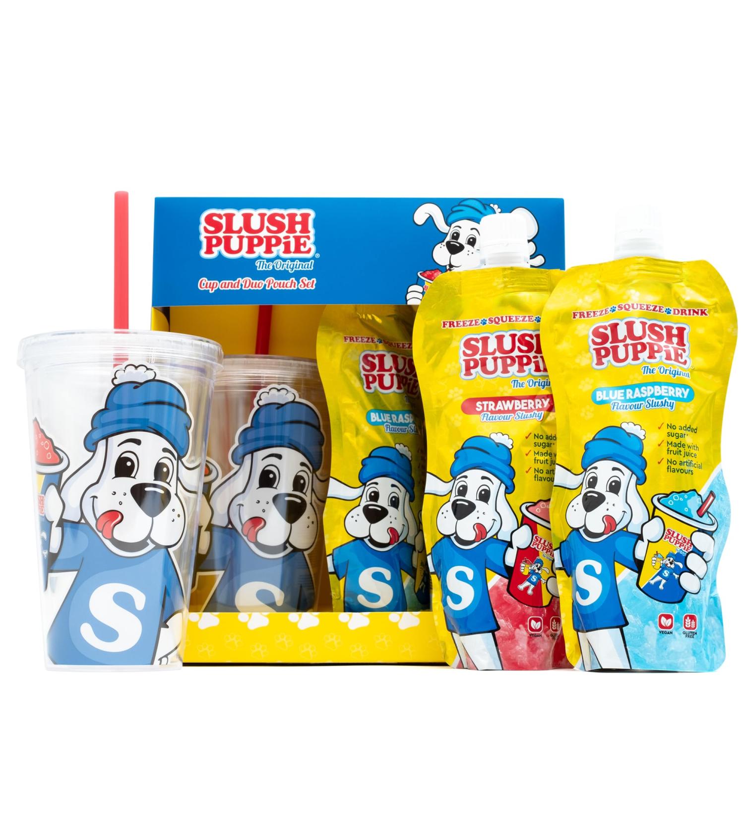 Slush Puppie Gift Set - Cup & Duo Slush Puppy Pouches 1x SLUSH PUPPiE Blue Raspberry Pouch 1x SLUSH PUPPiE Strawberry Pouch SLUSH PUPPiE Branded Reusable Cup & Straw Slushy Christmas Gifts - Buy Online on GoSupps.com