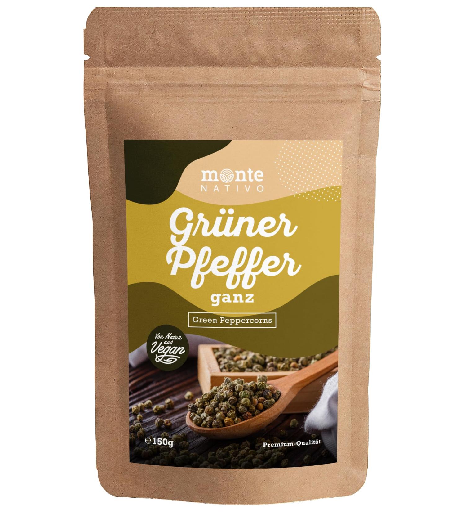 Premium Green Peppercorns 150g - Monte Nativo | Ideal for Pepper Mill | Gently Dried Spices - International Shipping - Buy Online on GoSupps.com