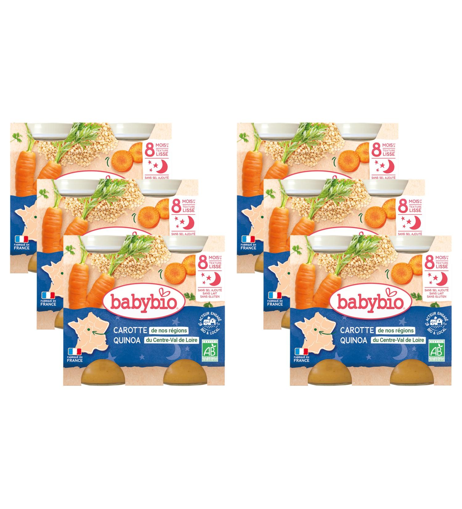 Babybio - Good Night - Small Milled Pots of Quinoa Landes Carrot 2x200 g - PACK of 6 - 8 Months - ORGANIC - Buy Online on GoSupps.com