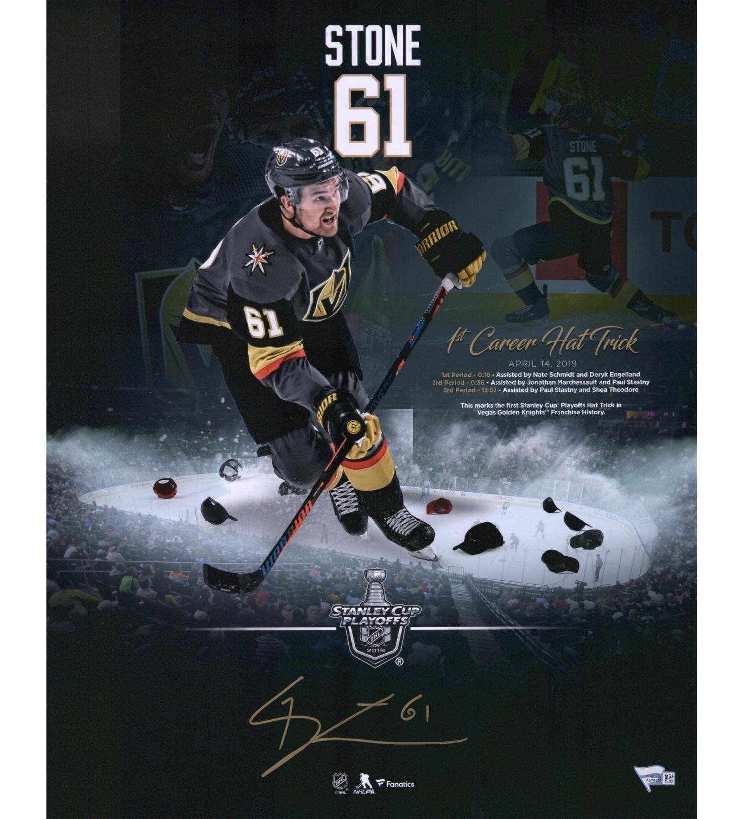 Mark Stone Vegas Golden Knights Autographed 16" x 20" First Hat Trick Highlight Photograph - Autographed NHL Hats