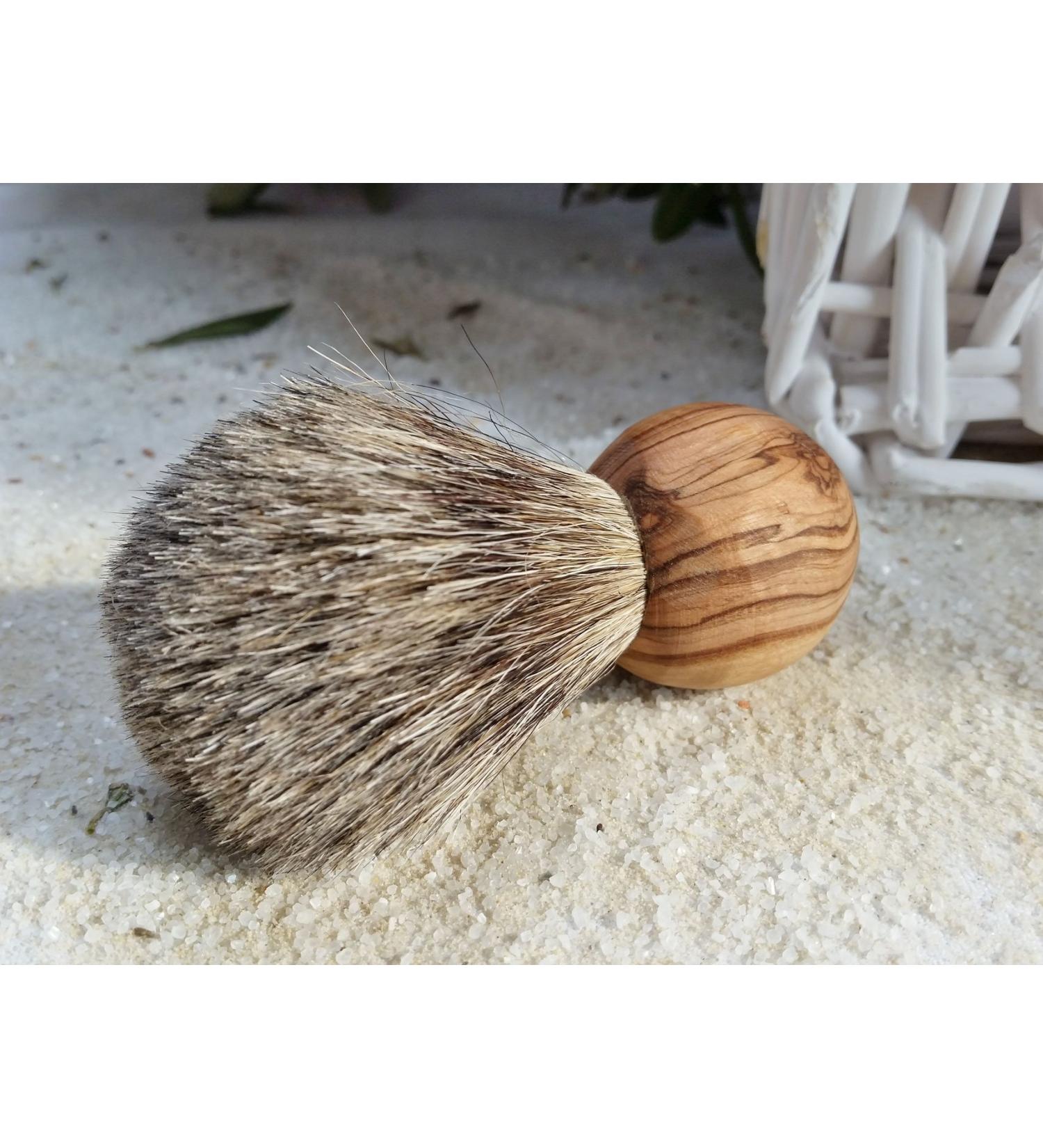 DOM shaving brush badger hair with olive wood handle type Rondo