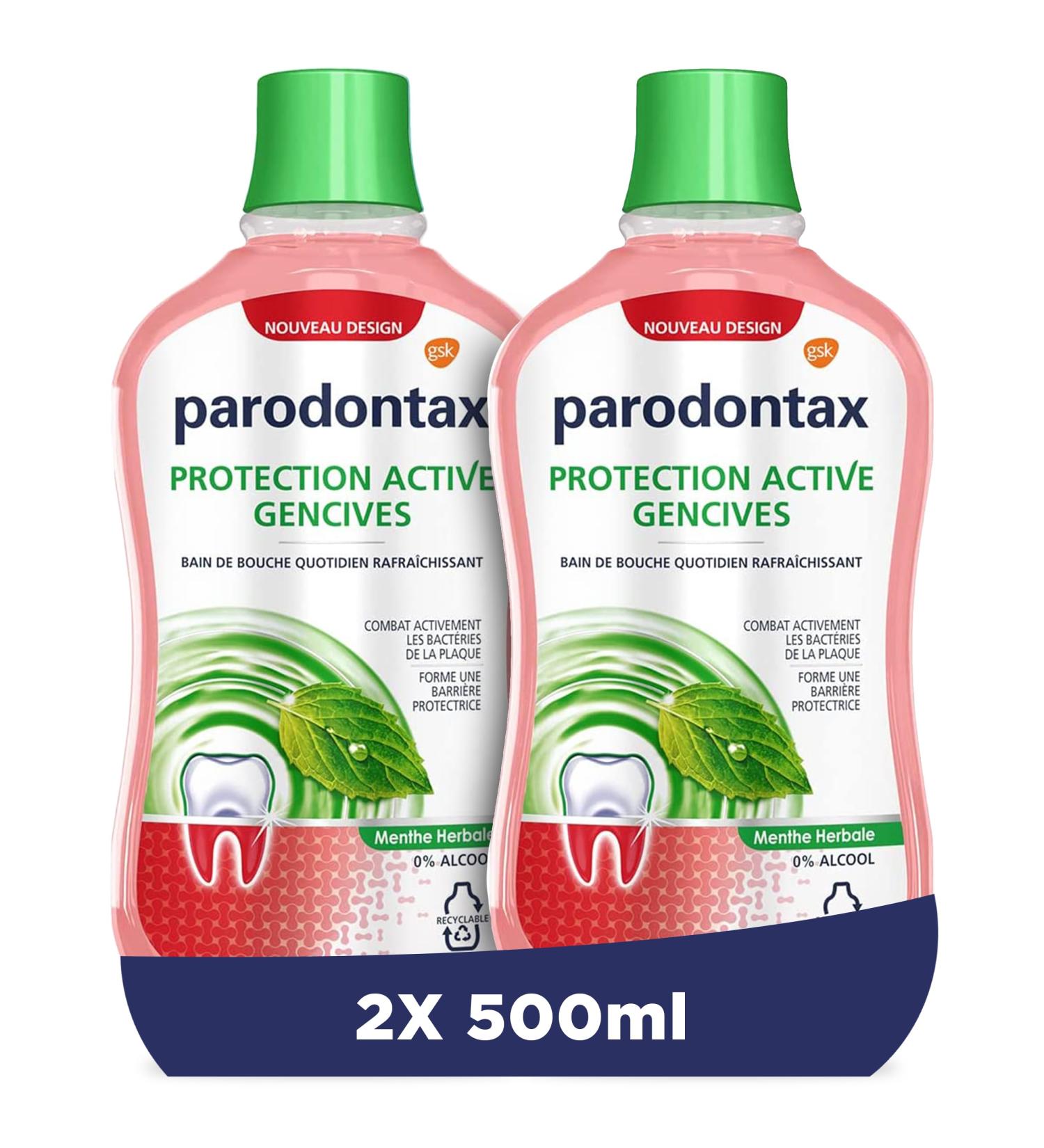 Buy Parodontax Mint Herbs Mouthwash for Sensitive Teeth | Alcohol-Free | 2 x 500ml - Removes Plaque - Buy Online on GoSupps.com