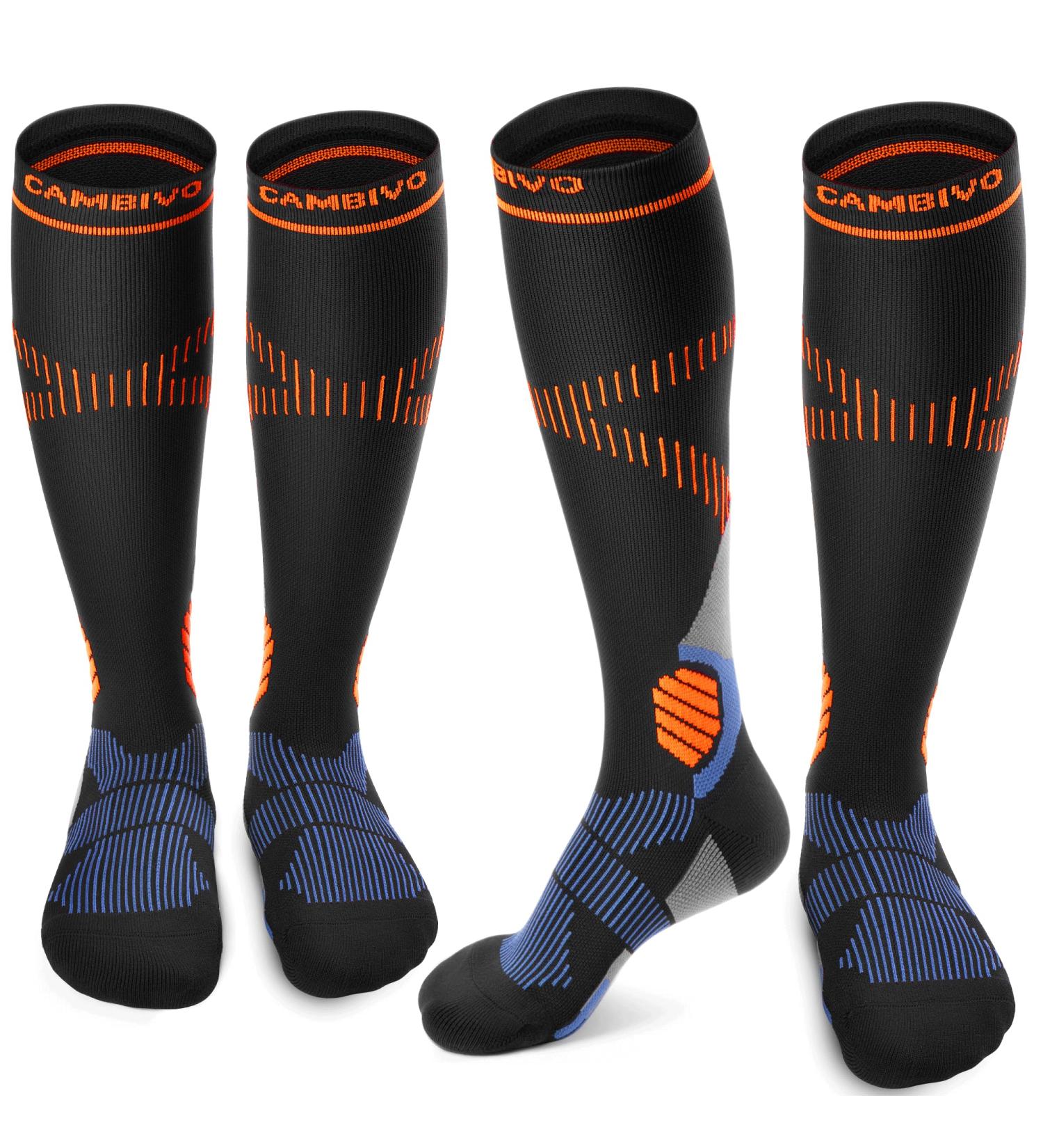 Cambivo Compression Stockings for Women & Men - 15-20 mmHg Support Socks Padded & Breathable Ideal for Sports Travel & Everyday Use - L-XL Black (2 Pairs) - Buy Online on GoSupps.com