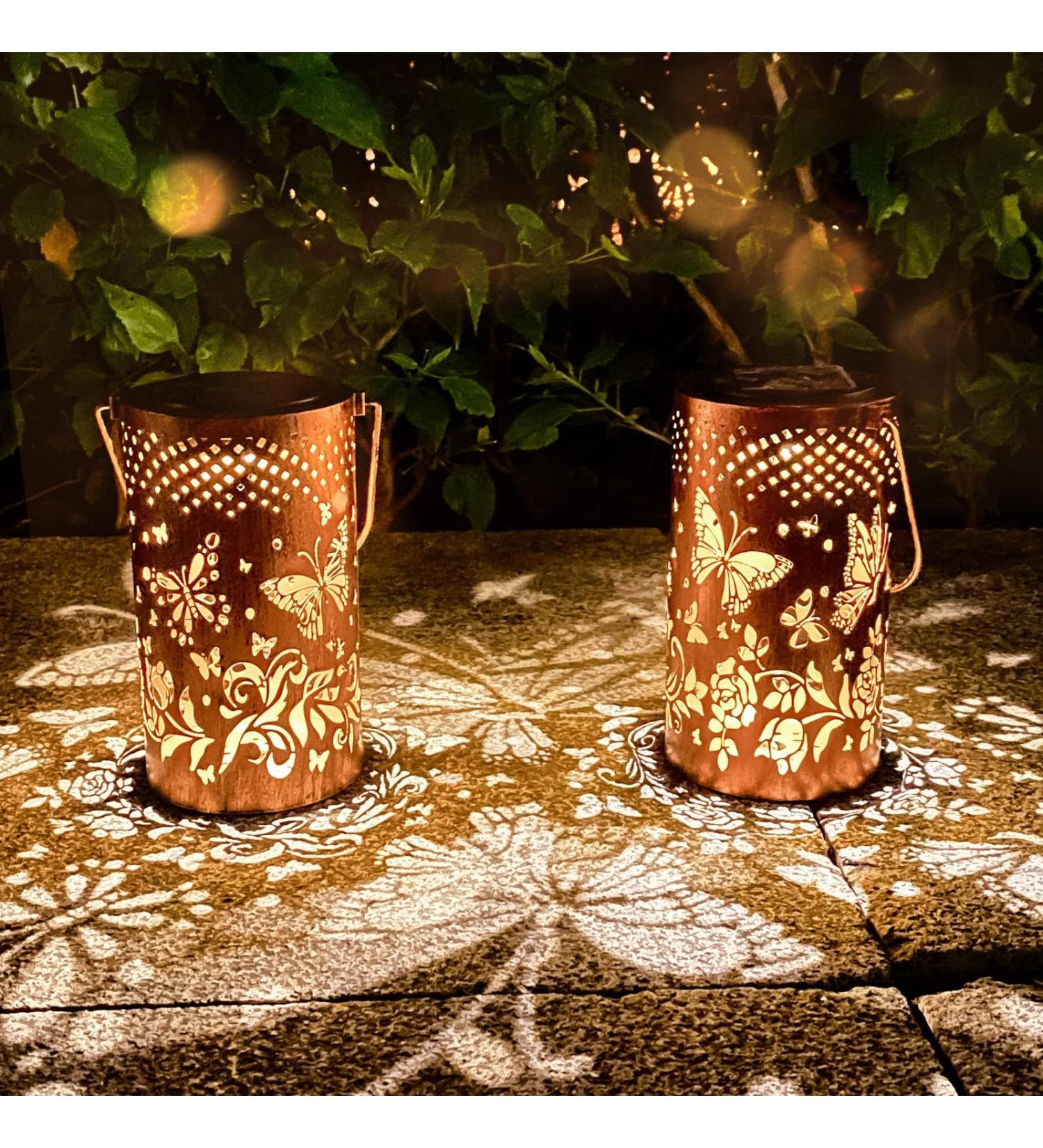Hummingbird Solar Lantern Lights Outdoor Hanging Metal Decor Lanterns-Waterproof LED Decorative Light for Garden Patio Yard Lawn Backyard Front Porch as Gifts for Mom Grandma Women (Butterfly 2) - Buy Online on GoSupps.com