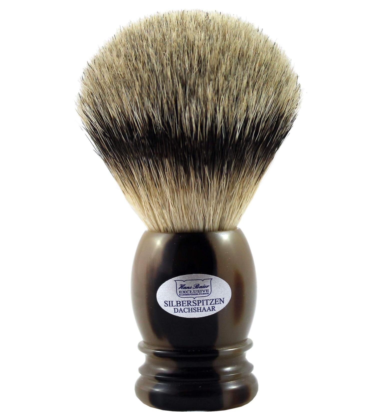 Hans Baier Exclusive shaving brush silver tip real horn light size 3