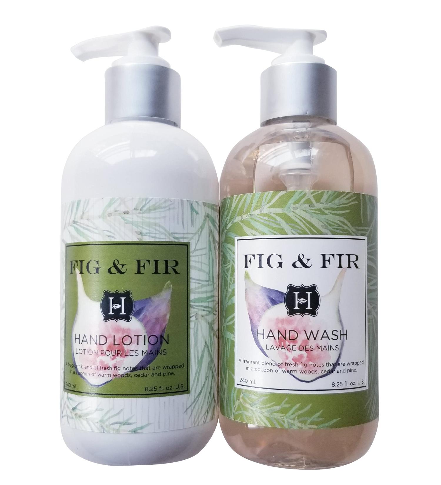 Hillhouse Naturals Fig & Fir Hand Wash and Hand Lotion Set 8.25 Fl. Oz. Each Birthday Gift Housewarming Present Home Fragrance