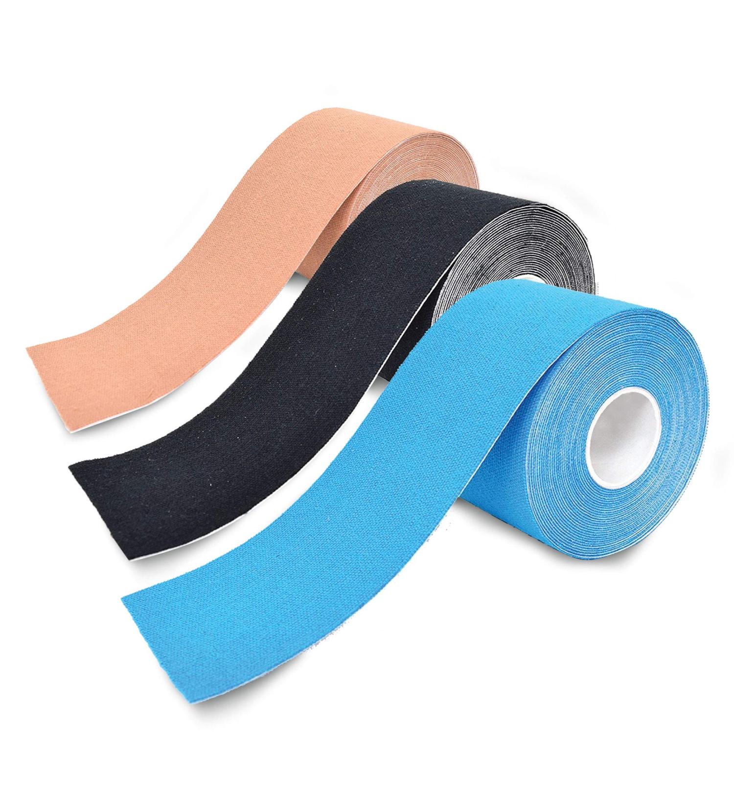 3-Pack Kinesiology Tape Pro Athletic Sports - Knee Ankle Muscle Support - Dynamic Physical Therapy - Breathable Waterproof Cotton - 2in x 16.4ft Roll - Buy Online on GoSupps.com