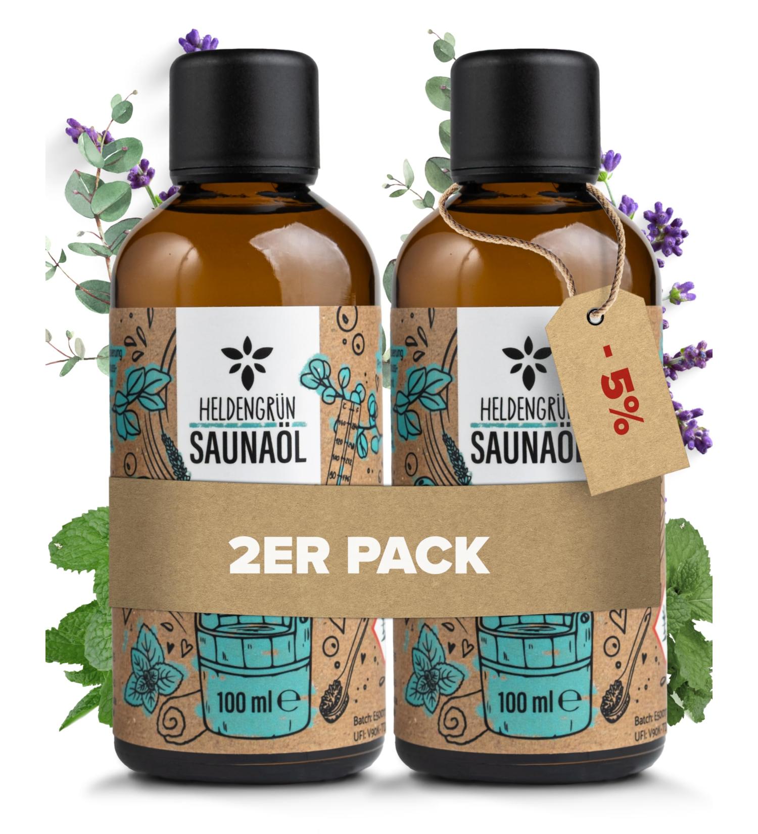 Hero Green Organic Sauna Infusion - 100ml x 2 Pack with Menthol Eucalyptus & Lavender - Nature's Essential Organic Oils for Relaxation - Buy Online on GoSupps.com