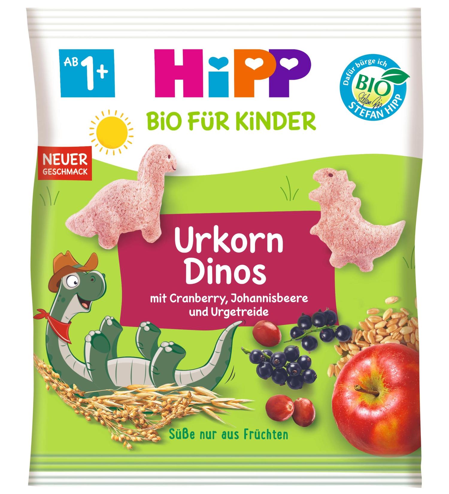 HiPP Organic for Children Snack Products Ancient Grain Dinosaurs Pack of 9 (9x30g)