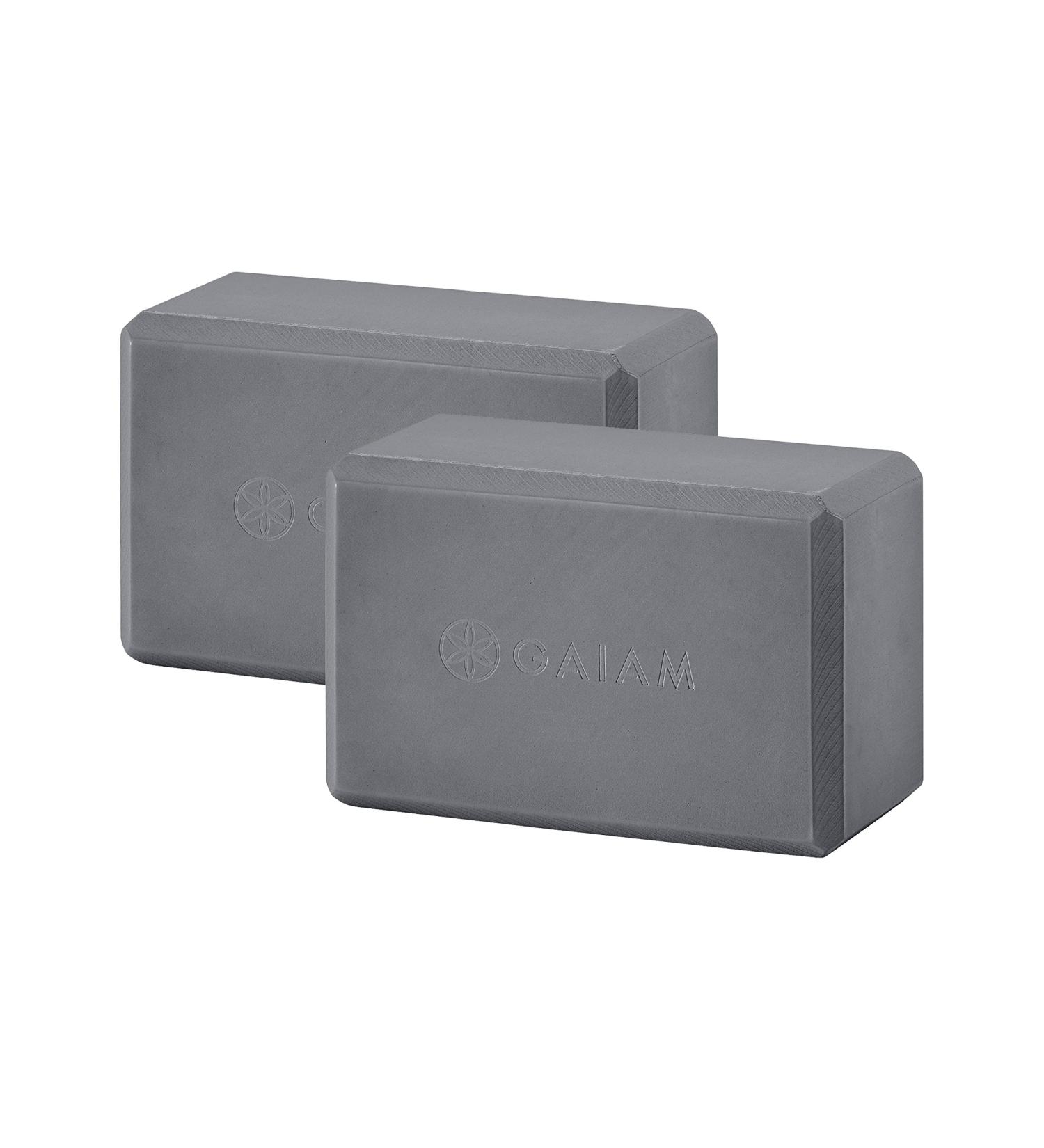 Gaiam Essentials Yoga Block Set of 2 - Supportive & Soft Non-Slip Foam Surface for Yoga, Pilates, Meditation - Grey - Buy Online on GoSupps.com