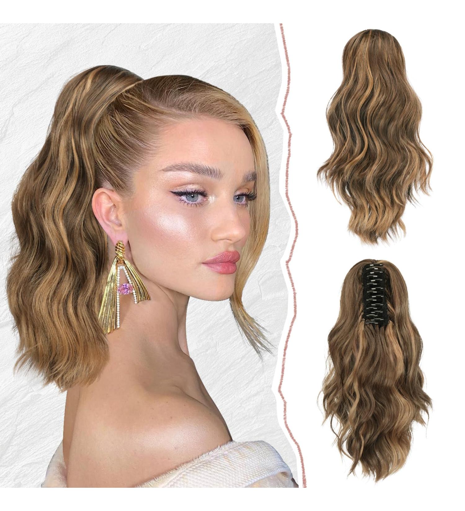 Buy Sofeiyan Claw Clip Ponytail Extension - Long Corrugated Curly Hair Heat-Resistant Brown Honey Blonde Mix - Perfect for Women - Buy Online on GoSupps.com